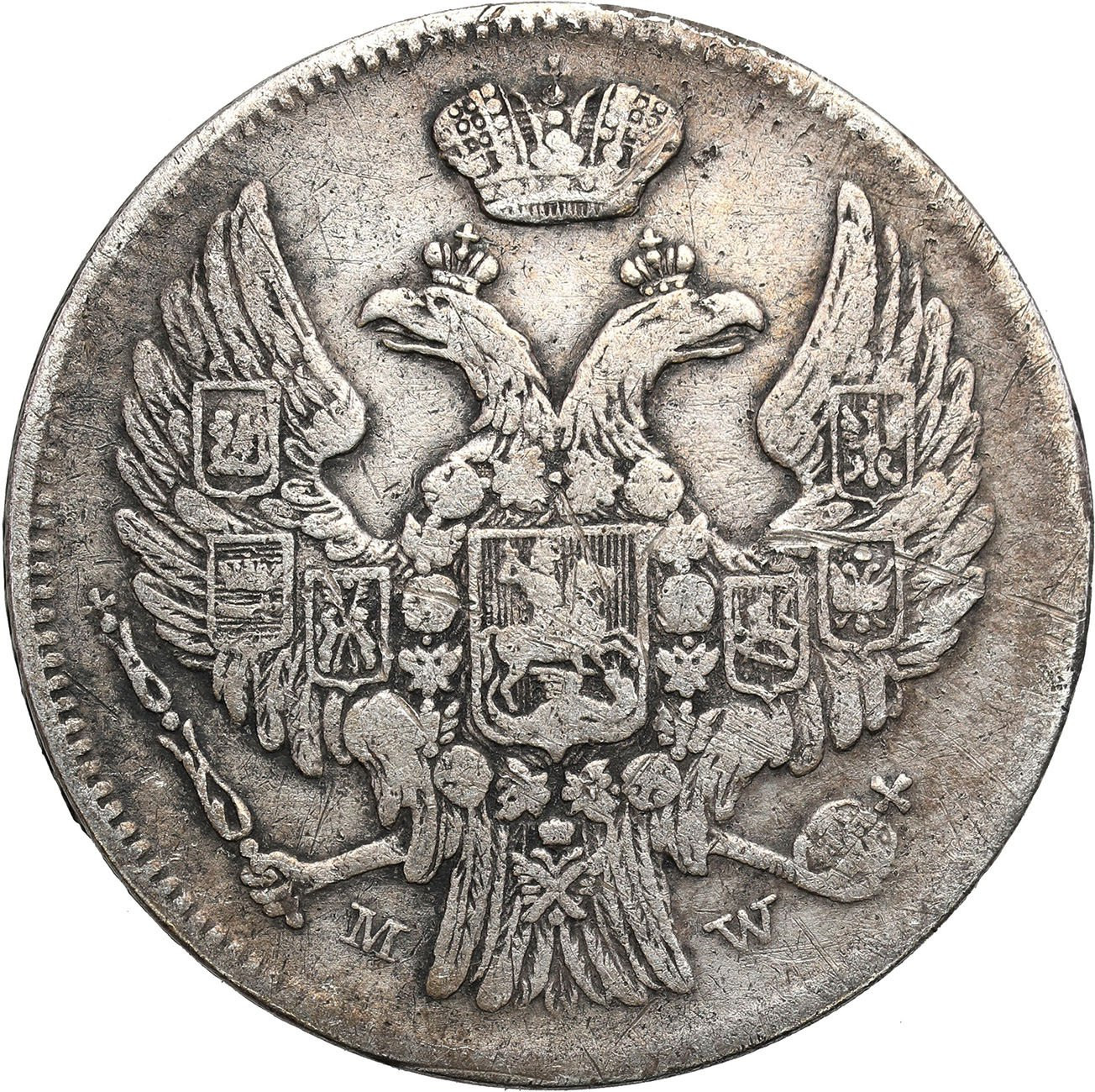 Polska XIX w./Rosja. Mikołaj I. 15 kopiejek = 1 złoty 1836 MW, Warszawa