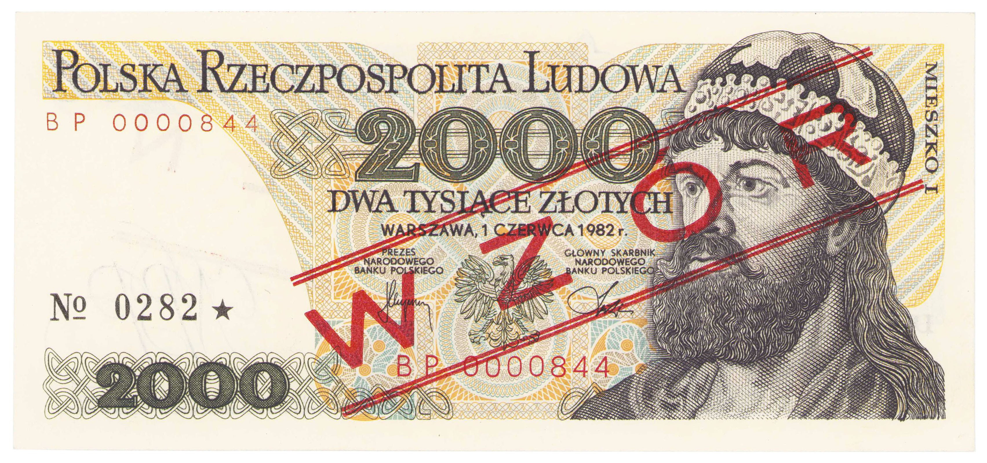 WZÓR / SPECIMEN. 2.000 złotych 1982 seria BP