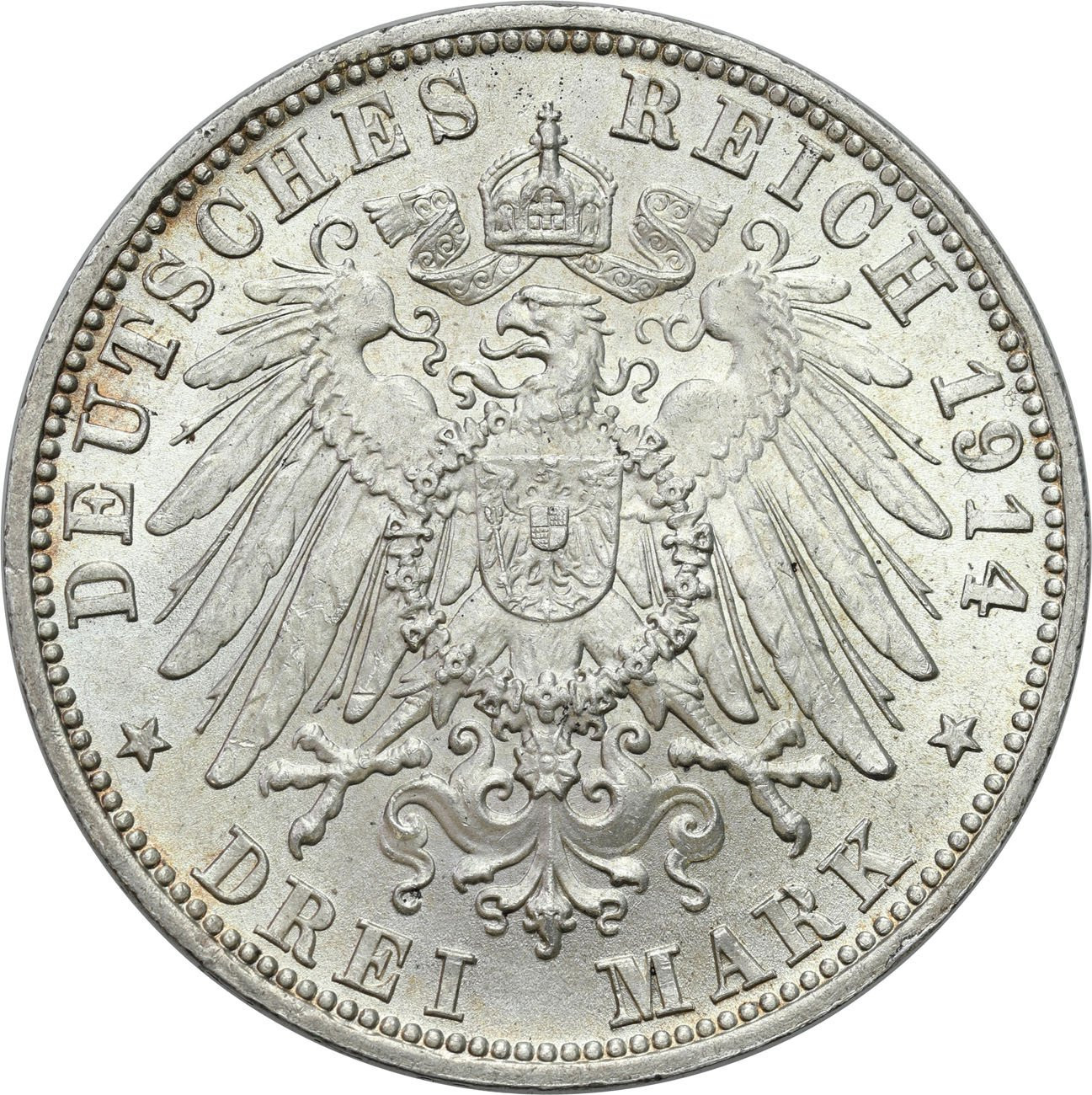 Niemcy, Bawaria. 3 marki 1914 D, Monachium - PIĘKNE