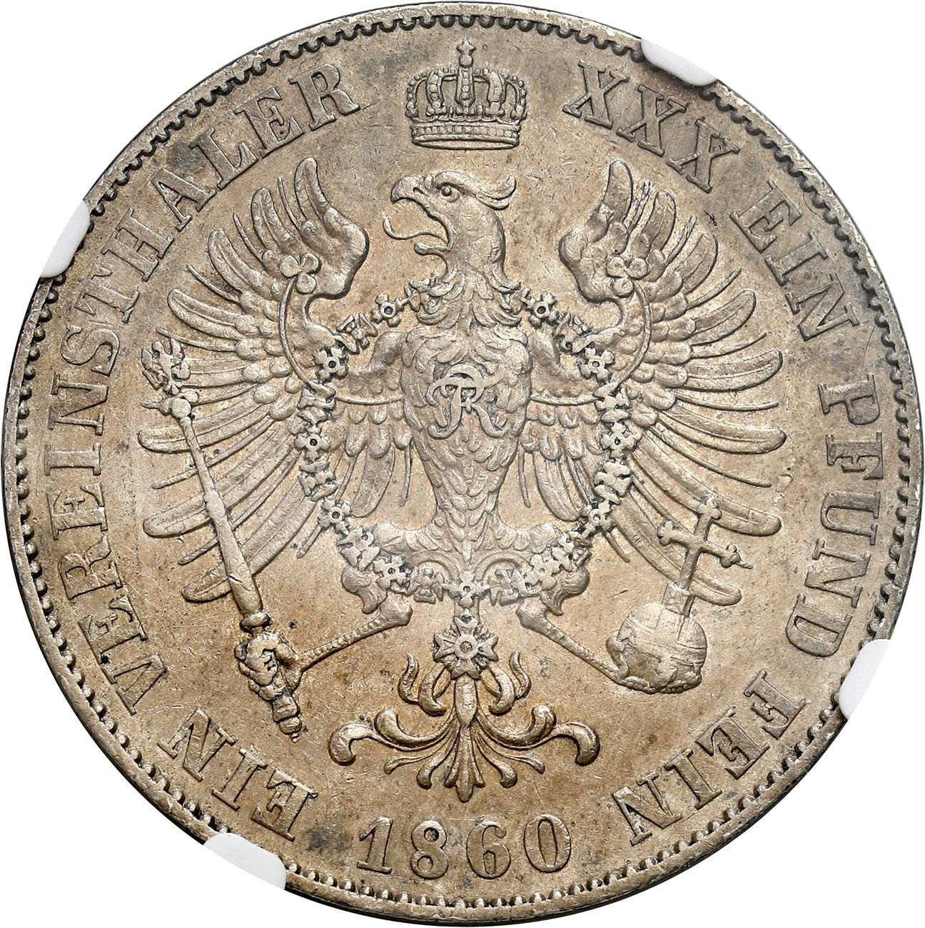  Niemcy, Prusy. Fryderyk Wilhelm IV (1840–1861). Talar 1860 A, Berlin NGC AU58 - ŁADNY