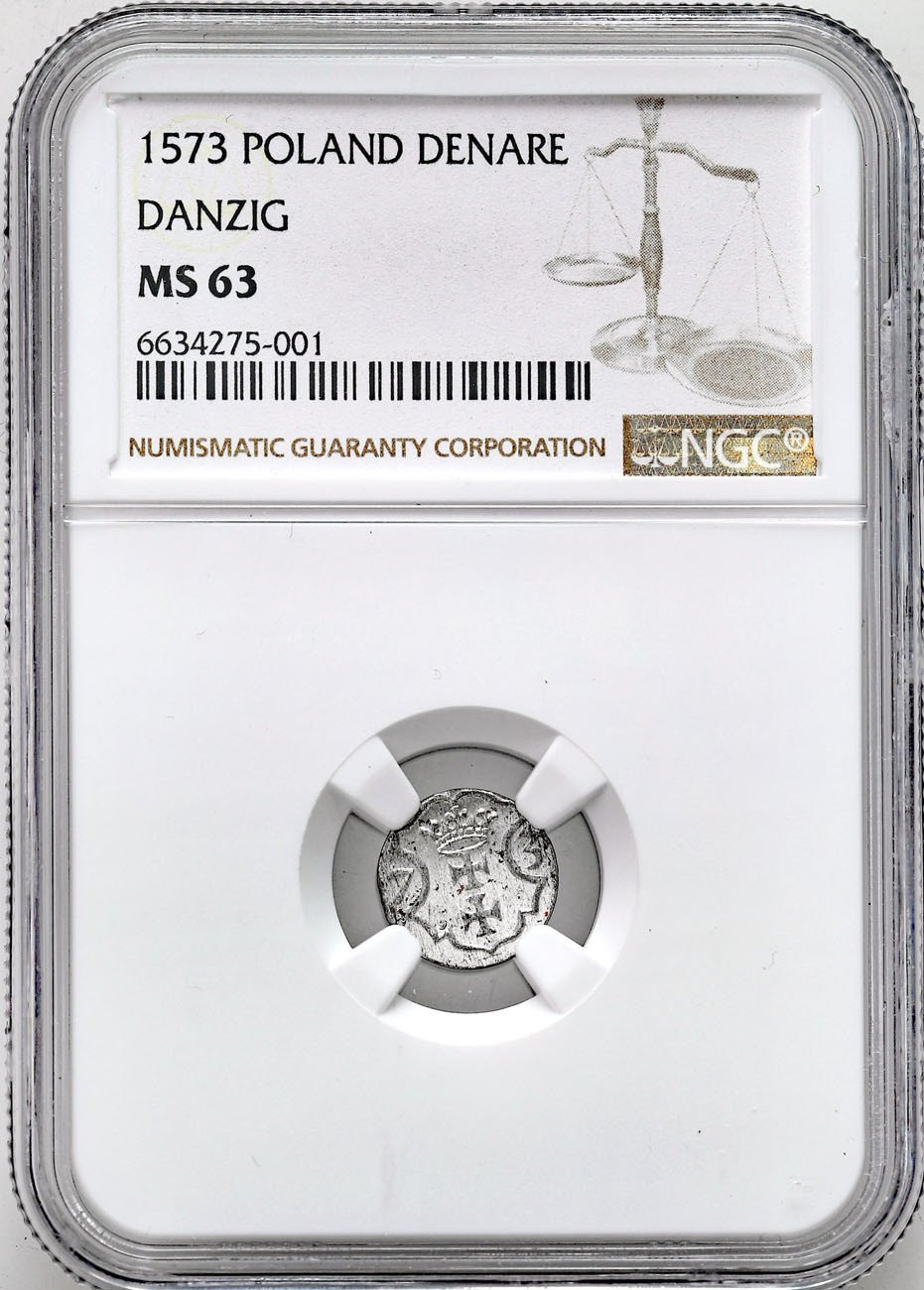 Bezkrólewie. Denar 1573 Gdańsk NGC MS63 - WYŚMIENITY