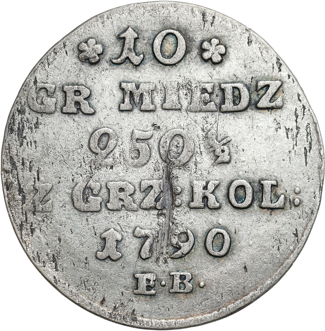 Stanisław August Poniatowski. 10 groszy miedziane 1790 EB, Warszawa