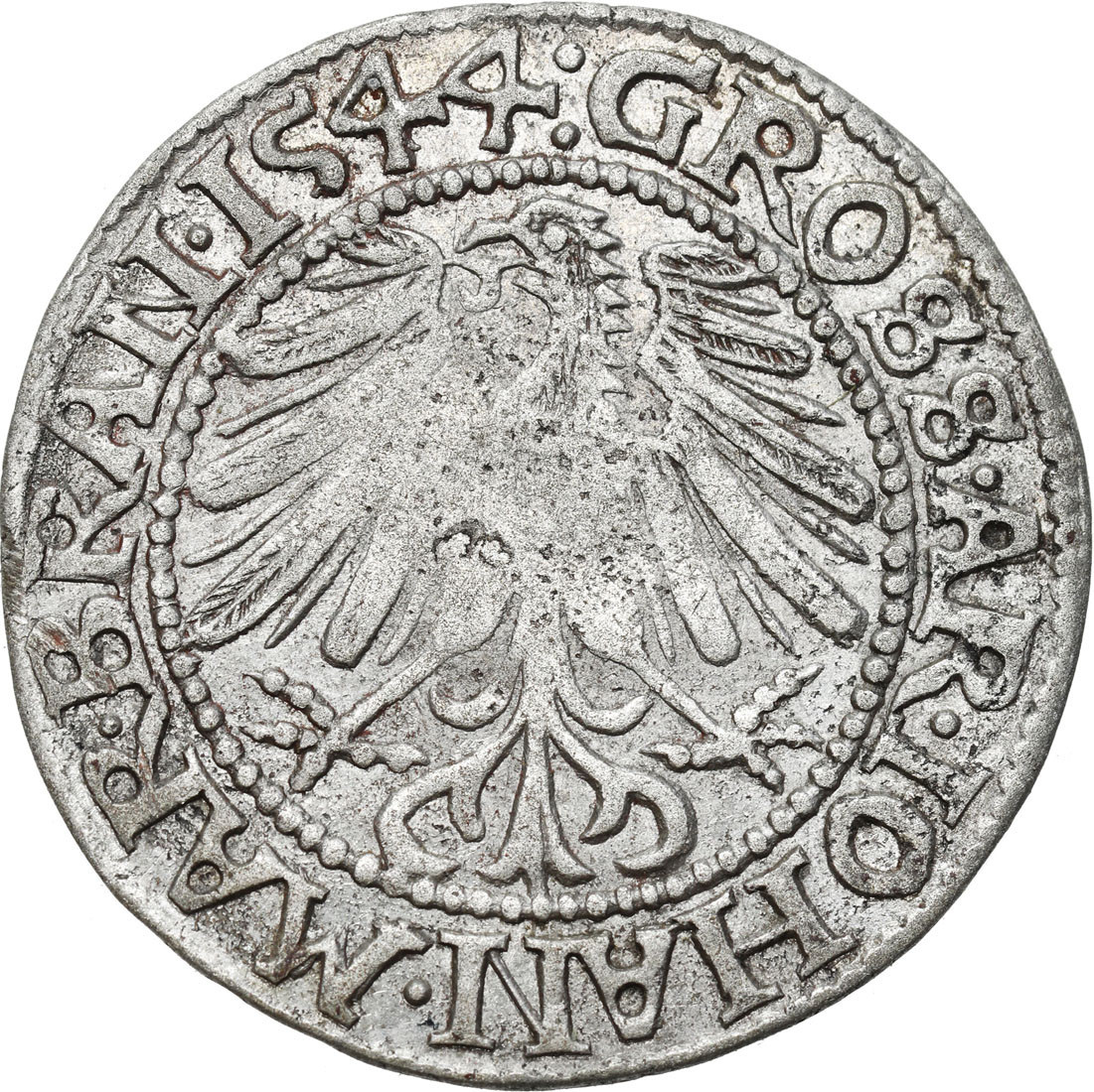 Śląsk, Księstwo Krośnieńskie. Jan Kostrzyński (1535–1571). Grosz 1544, Krosno