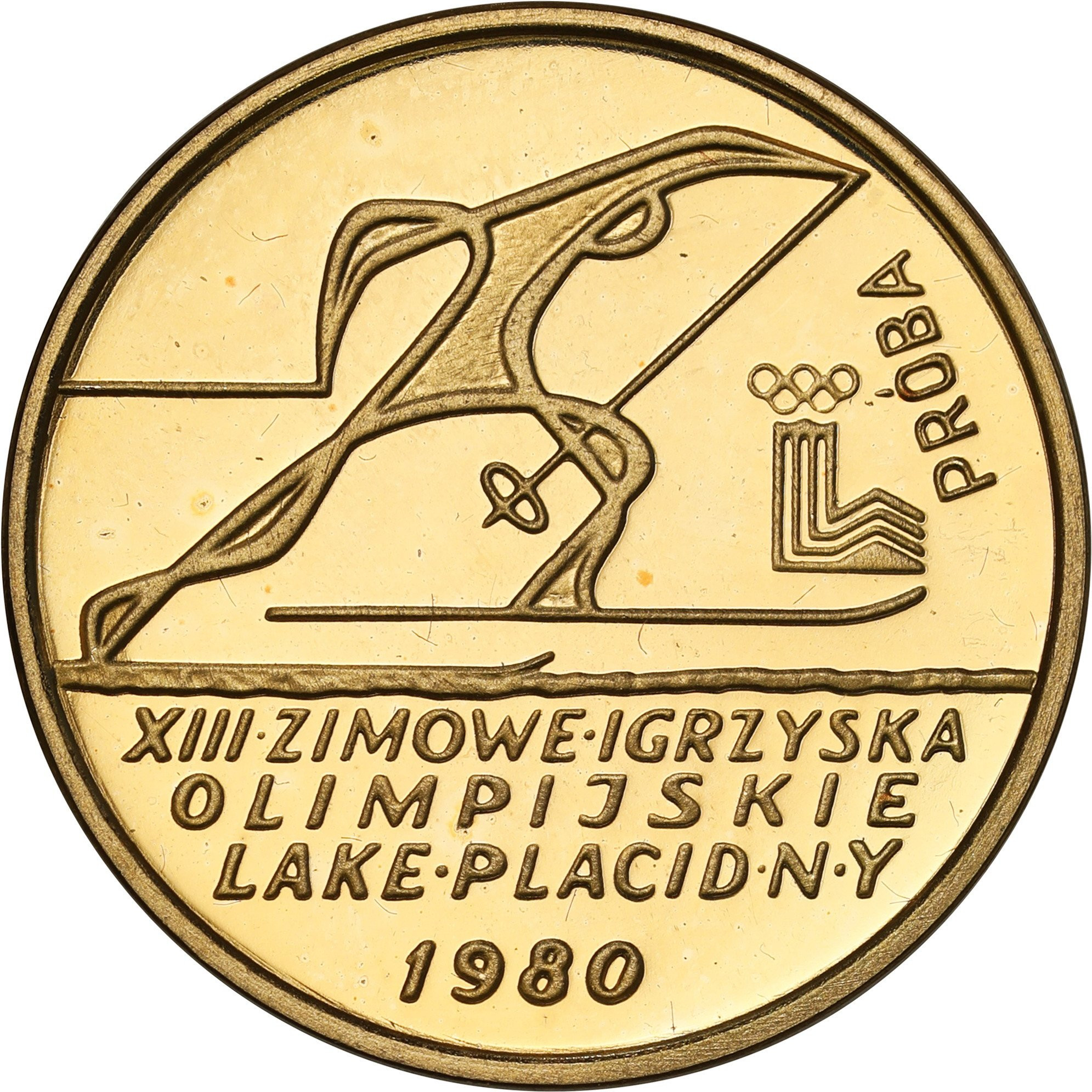 PRL. PRÓBA złoto 2.000 złotych 1980 XIII Zimowe Igrzyska Olimpijskie Lake Placid