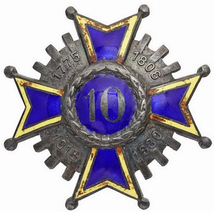 Odznaka pamiątkowa 10 Pułku Piechoty wraz z dyplomem nadania