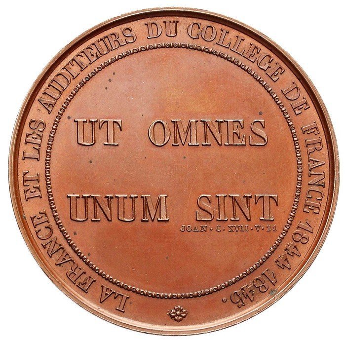 Polska XIX wiek.  Polska – Francja. Medal Mickiewicza – 1845, brąz