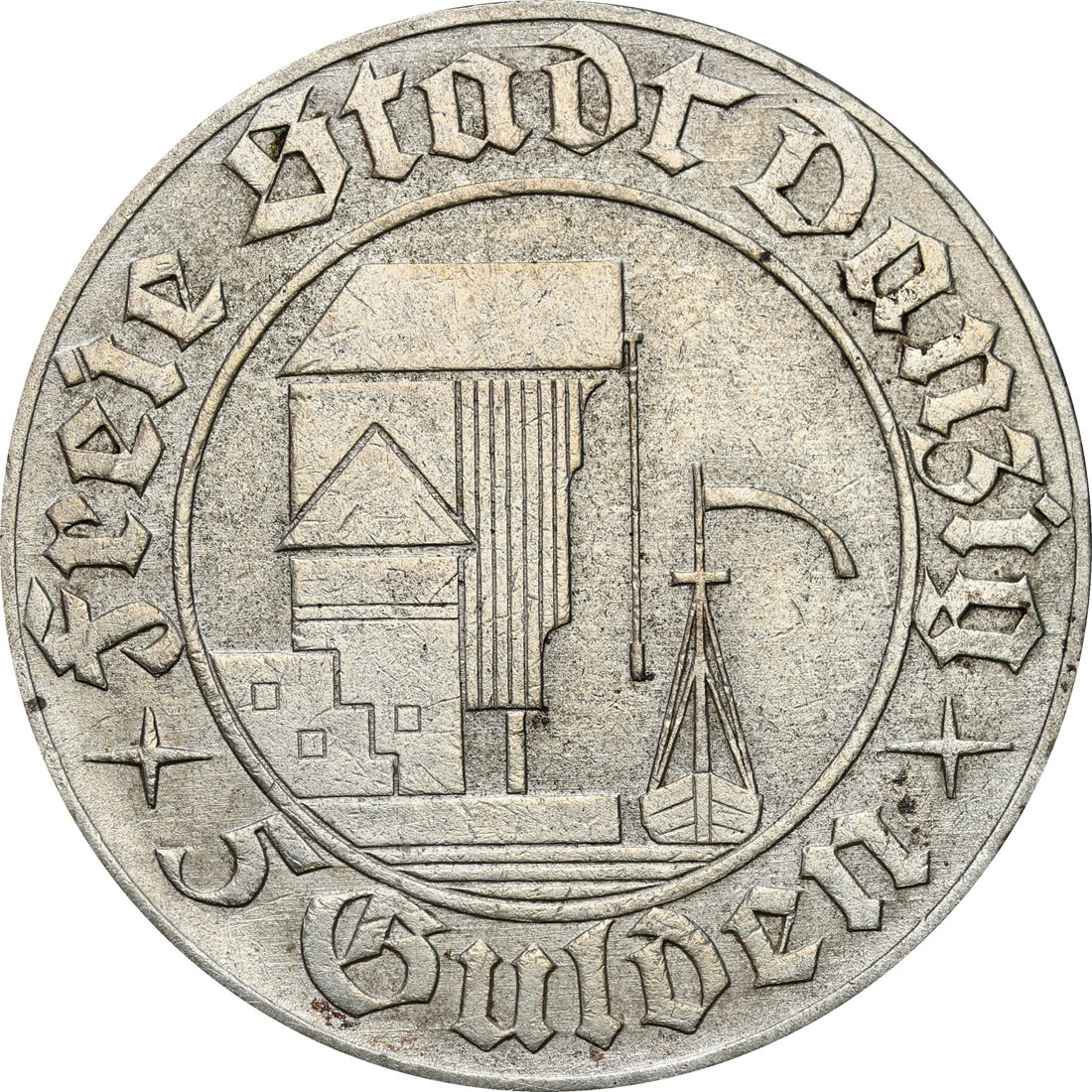 Wolne Miasto Gdańsk/Danzig. 5 guldenów 1932 Krantor / Żuraw – NAJRZADSZE