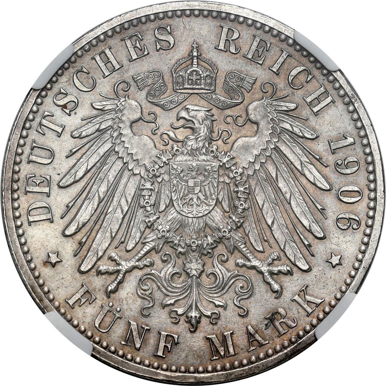 Niemcy, Badenia. 5 marek 1906, Karlsruhe NGC MS62 - PIĘKNE