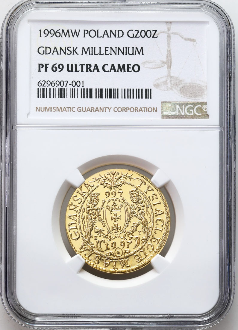 200 złotych 1996 Tysiąclecie Miasta Gdańska NGC PF69 ULTRA CAMEO
