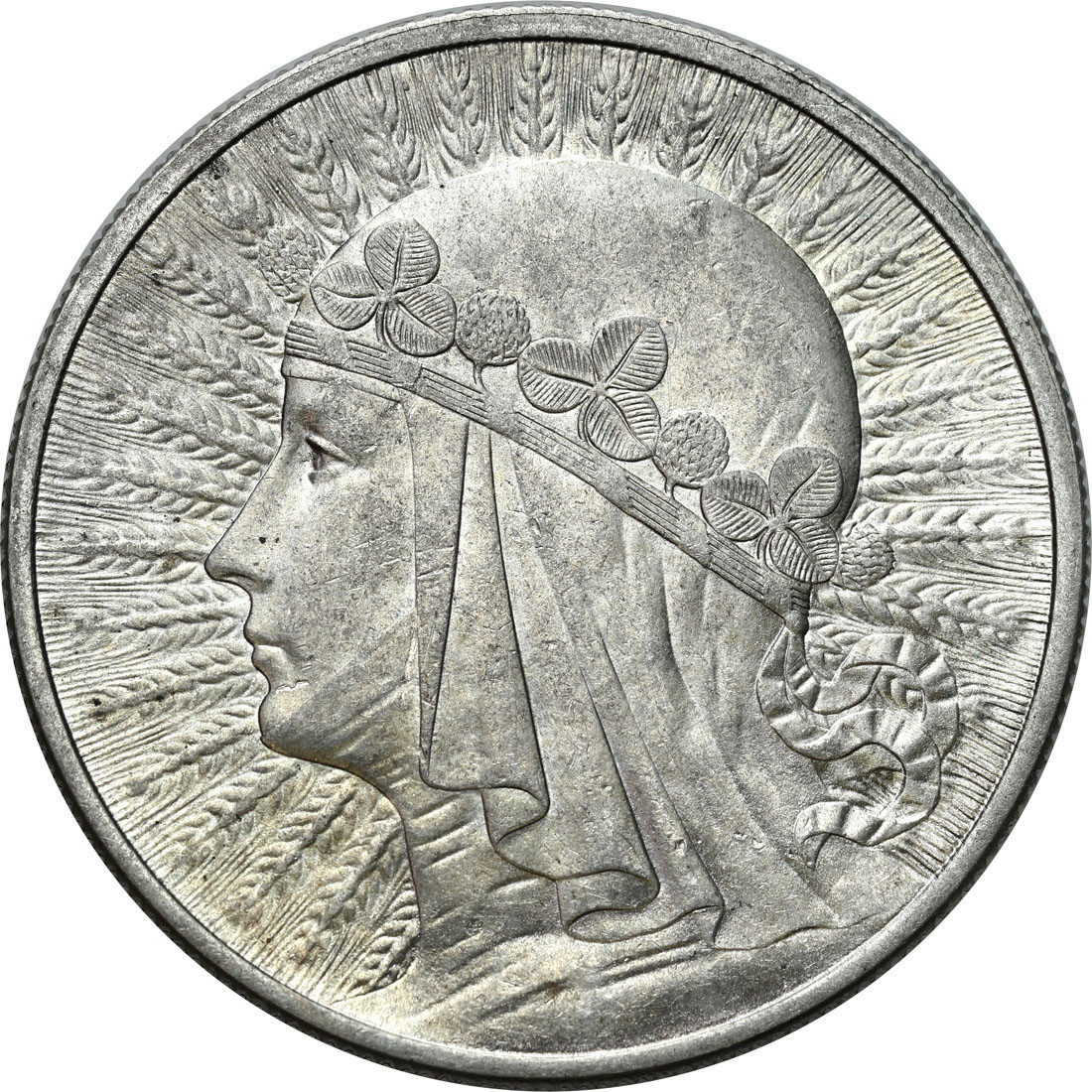 II RP. 10 złotych 1932 głowa kobiety (bez znaku) – PIĘKNA