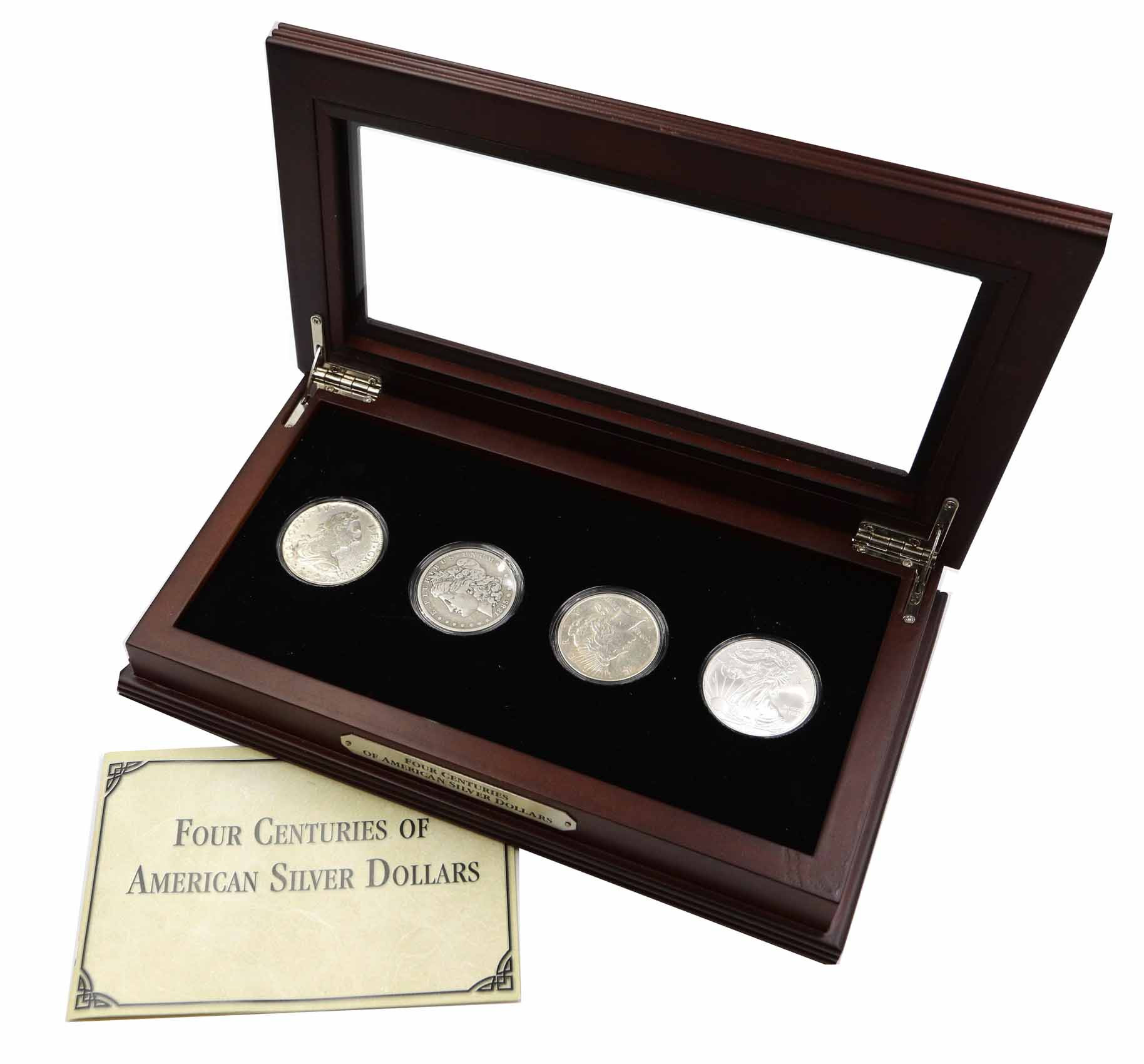 USA. 1 dolar – Four Centuries of American Silver Dollars – zestaw 4 sztuk