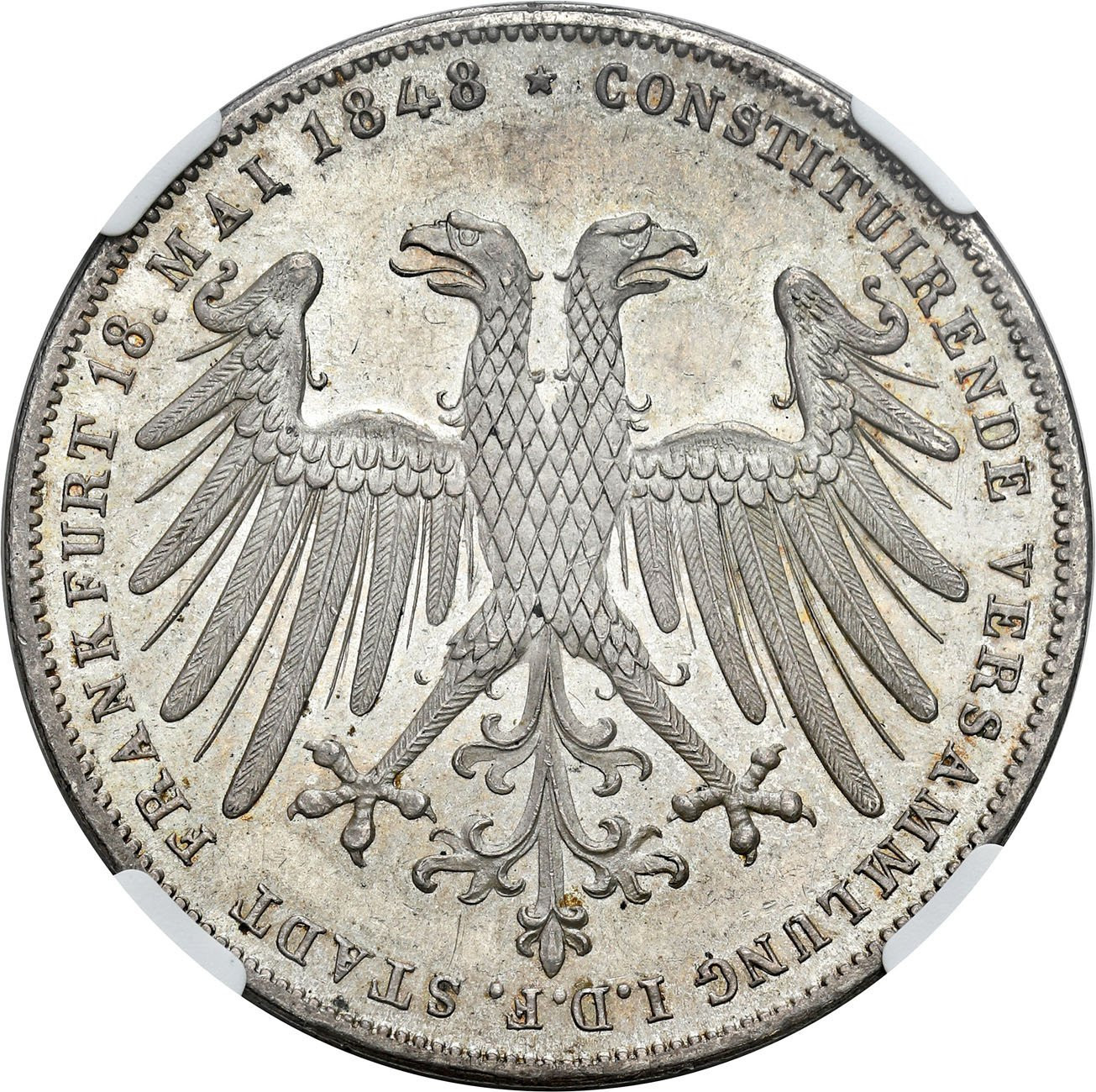 Niemcy. Talar 1848, Frankfurt NGC MS64 - PIĘKNY