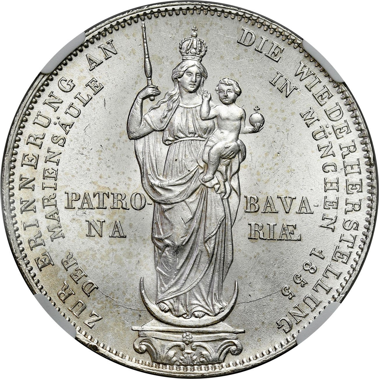 Niemcy, Bawaria. Maksymilian II Józef (1848-1864). 2 guldeny 1855, Monachium NGC MS63 - PIĘKNE