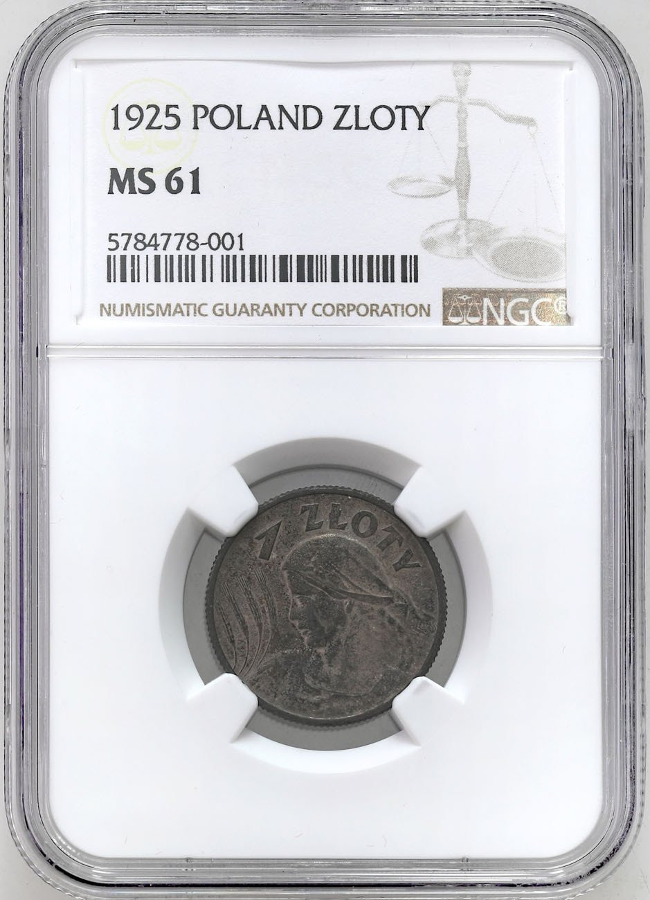 II RP. 1 złoty 1925, Londyn NGC MS61 - PIĘKNE