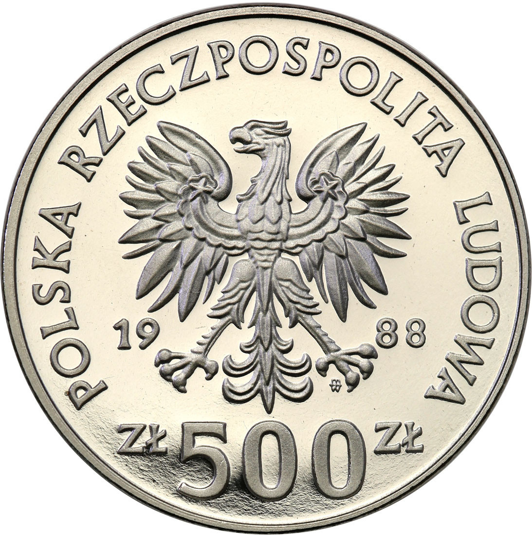 PRL. PRÓBA Nikiel 500 złotych 1988 – Jadwiga