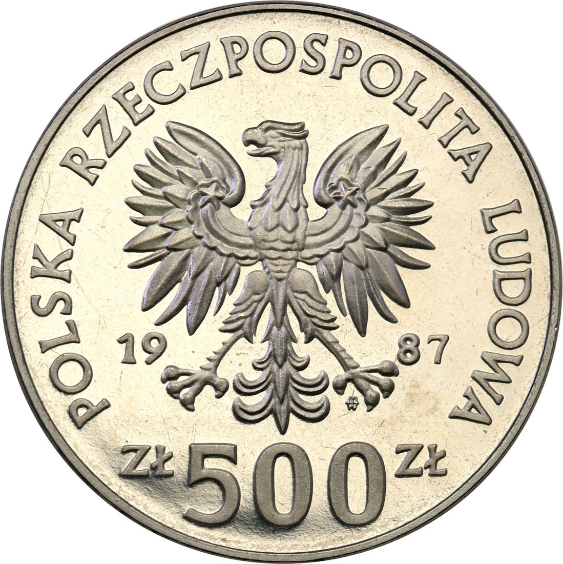PRL. PRÓBA Nikiel 500 złotych 1987 - Kazimierz Wielki