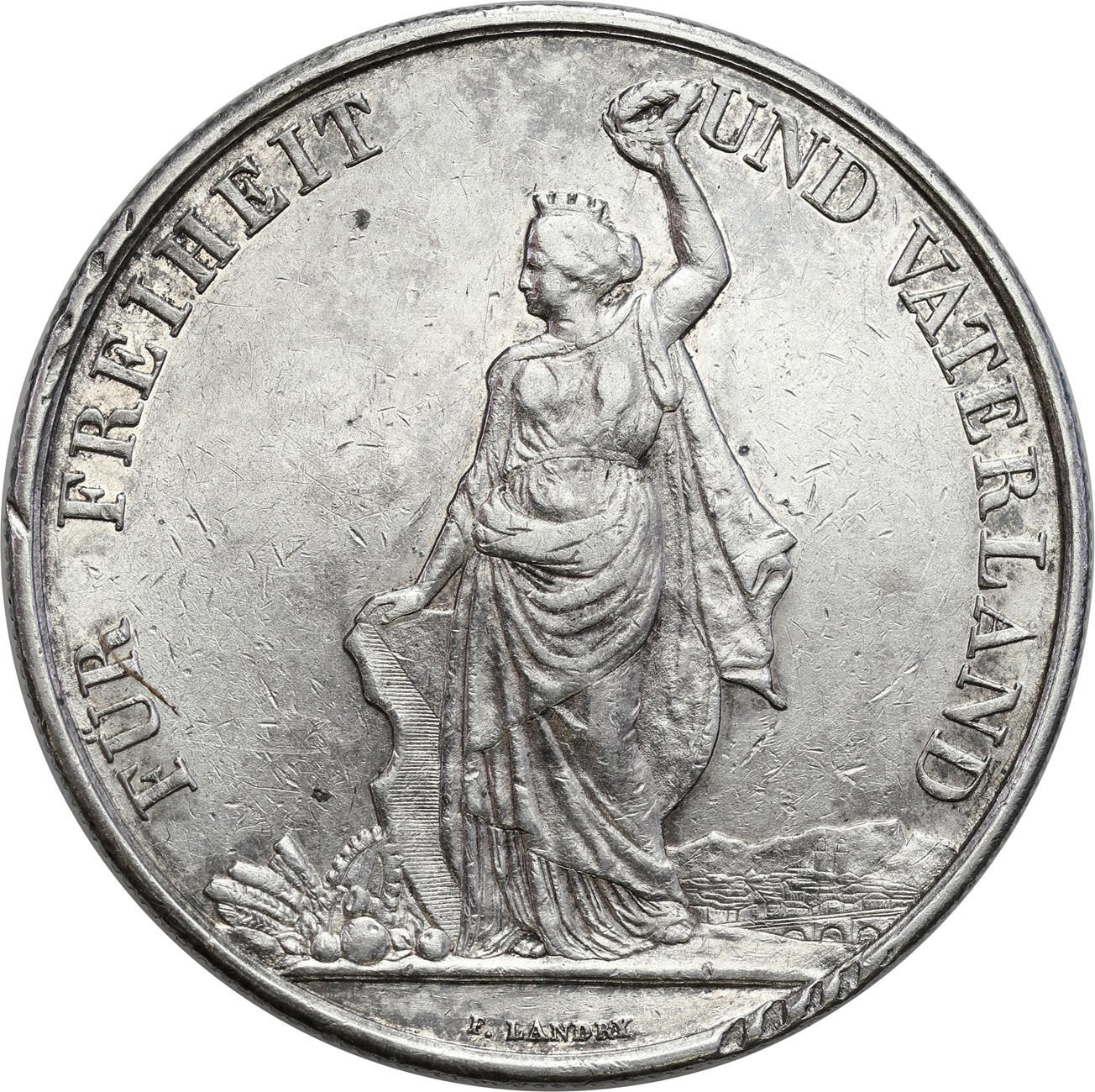 Szwajcaria. 5 franków 1872, Festiwal Strzelecki w Zürichu