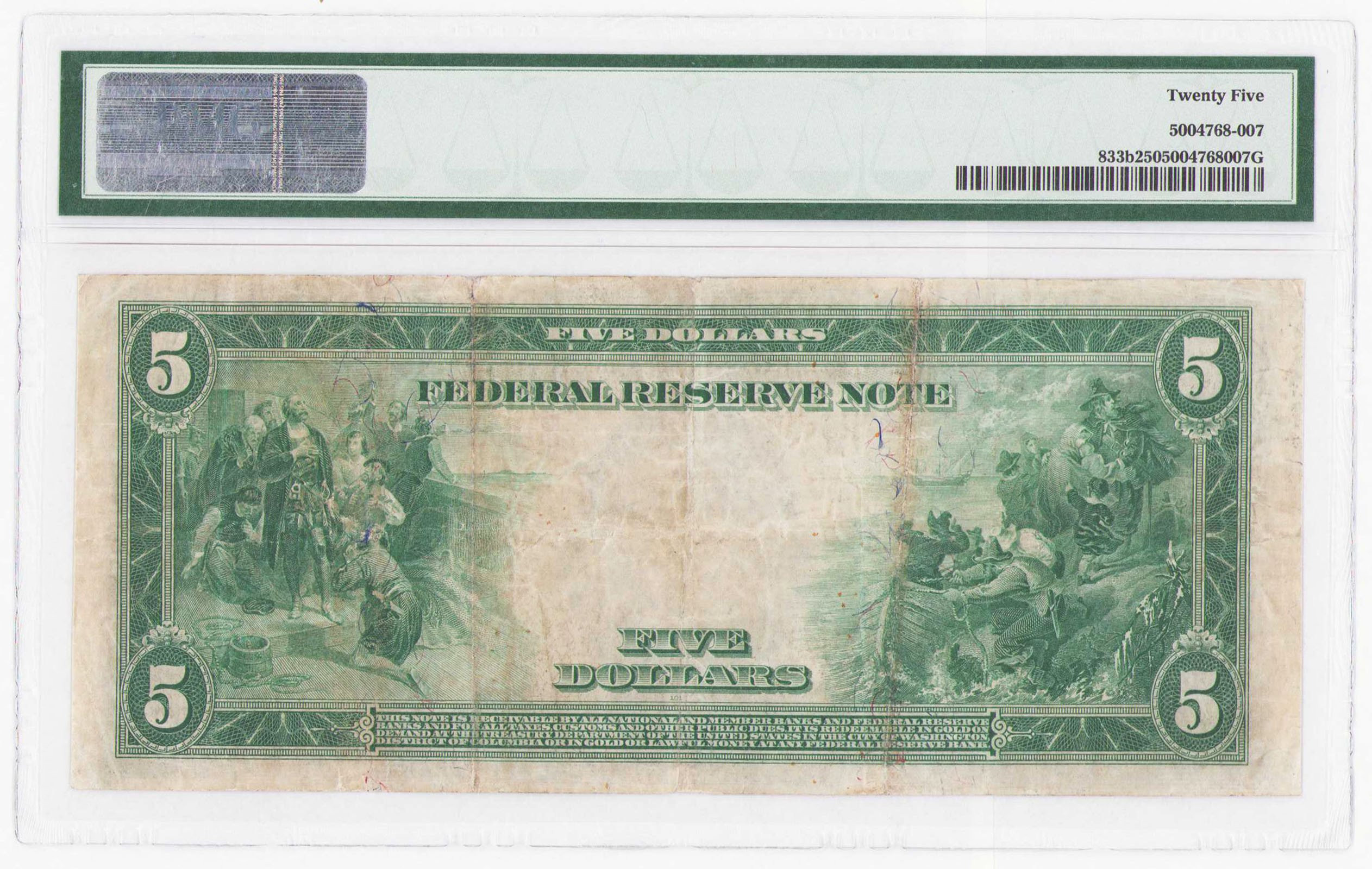 USA. Federal Reserve Note - New York. 5 dolarów 1914, seria BA - czerwona pieczęć, PMG 25 - RZADKOŚĆ