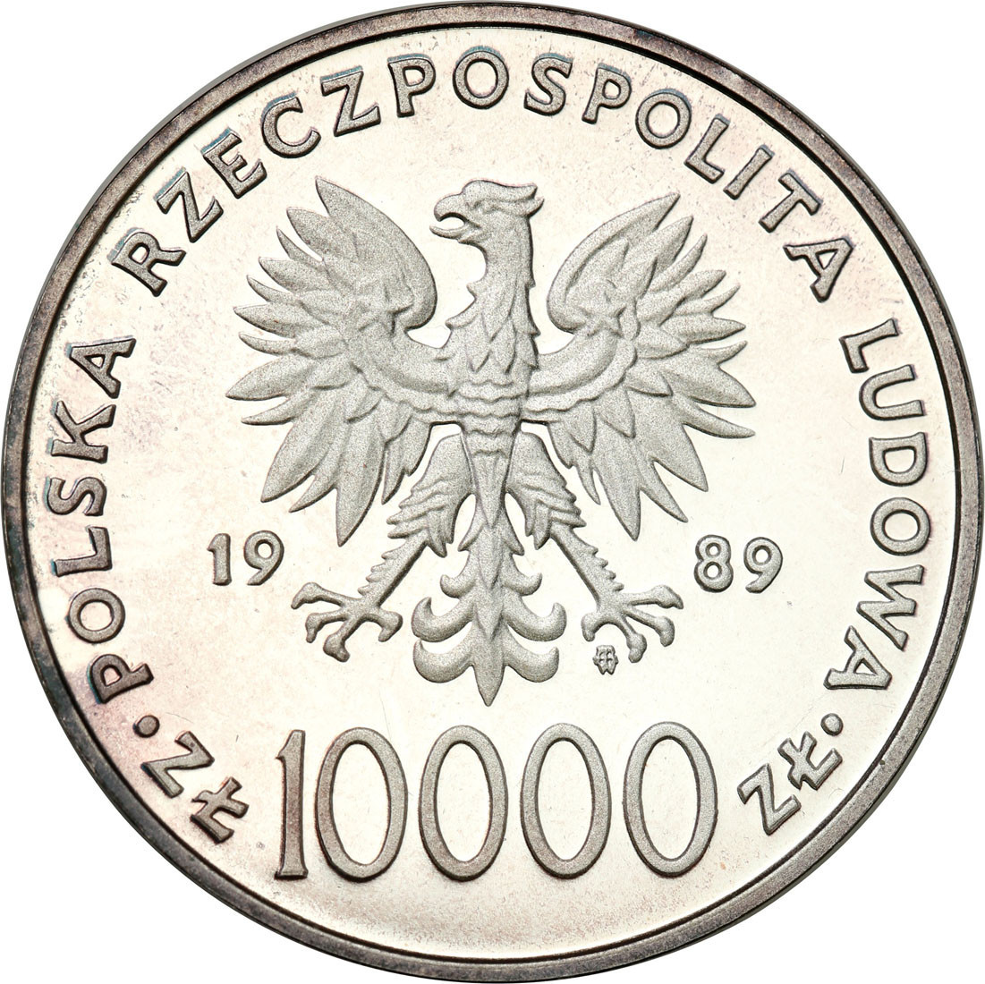 PRL. 10.000 złotych 1989 Jan Paweł II Kratka