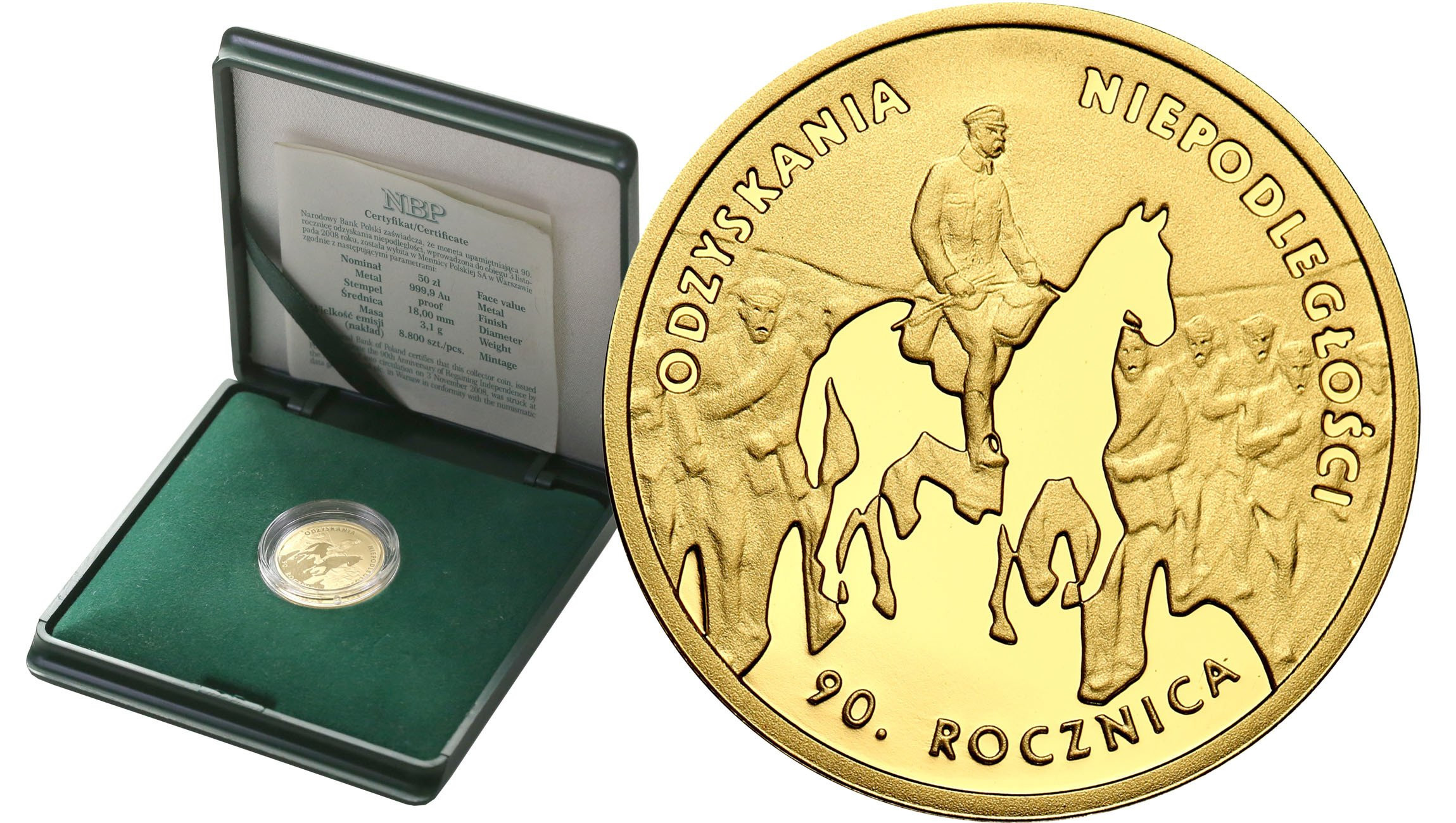 III RP. 50 złotych 2008, Rocznica Odzyskania Niepodległości Piłsudski