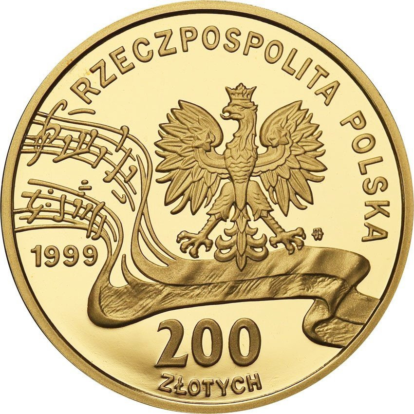 III RP 200 złotych 1999, Fryderyk Chopin - 150. Rocznica Śmierci