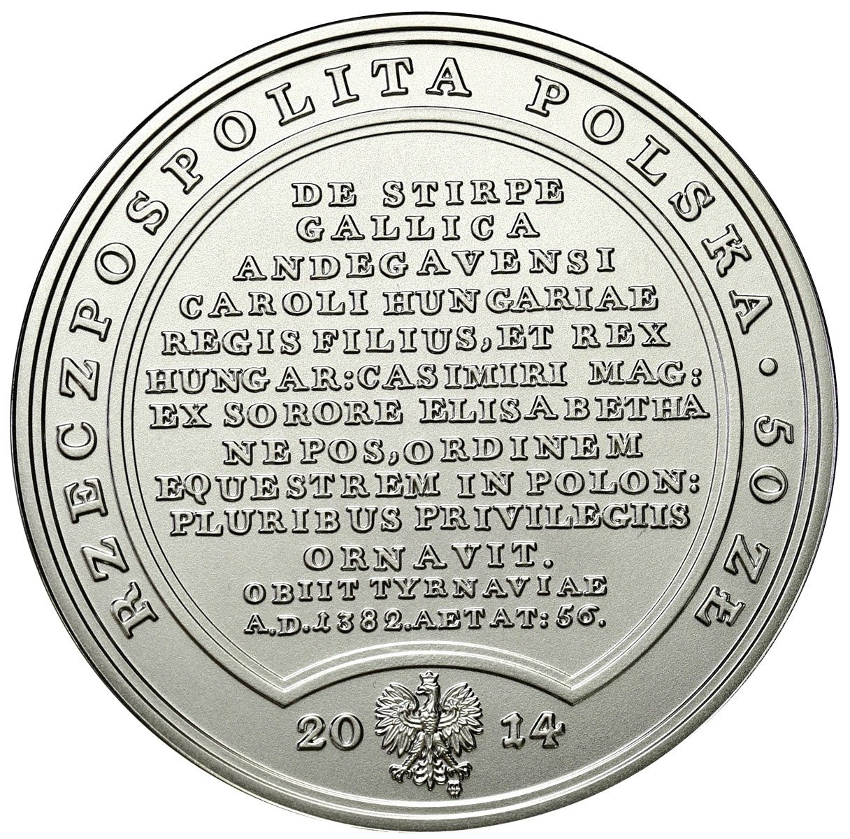III RP. 50 złotych 2014 Skarby Stanisława Augusta Ludwik Węgierski