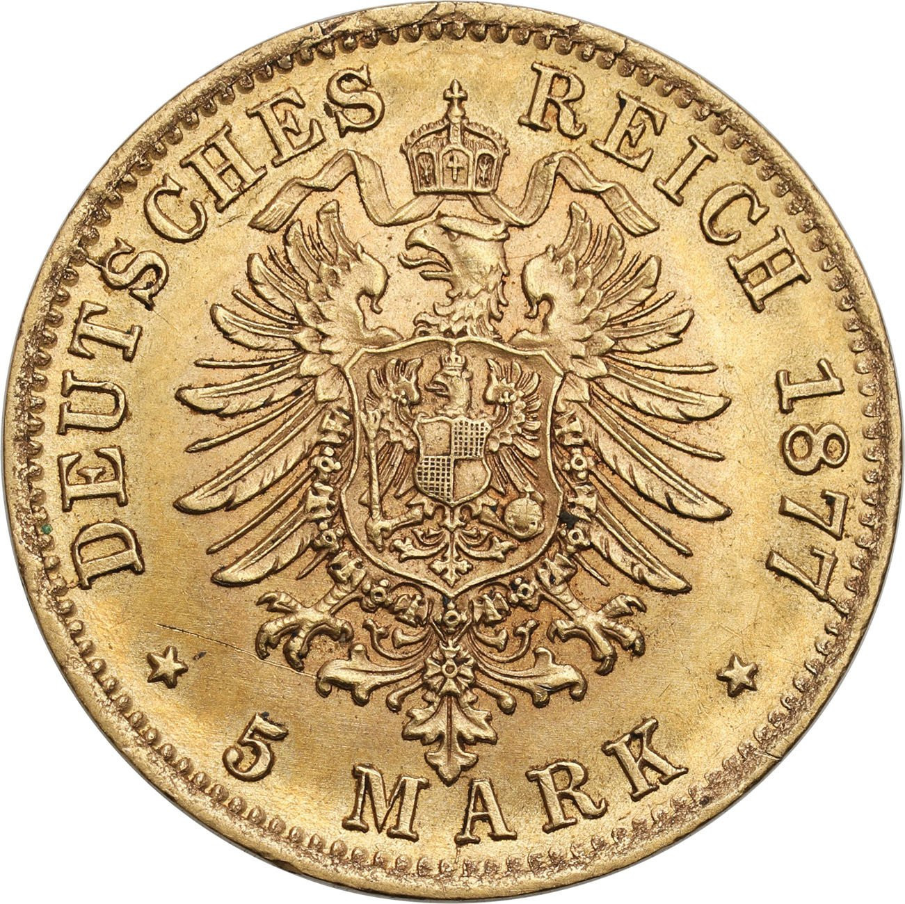 Niemcy, Wirtembergia. Karol I. 5 marek 1877 F, Stuttgart - RZADKIE