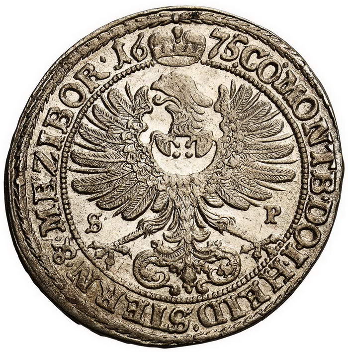 Powiązane z Polską. Księstwo Oleśnickie. Sylwiusz Fryderyk. 15 krajcarów 1675, Oleśnica