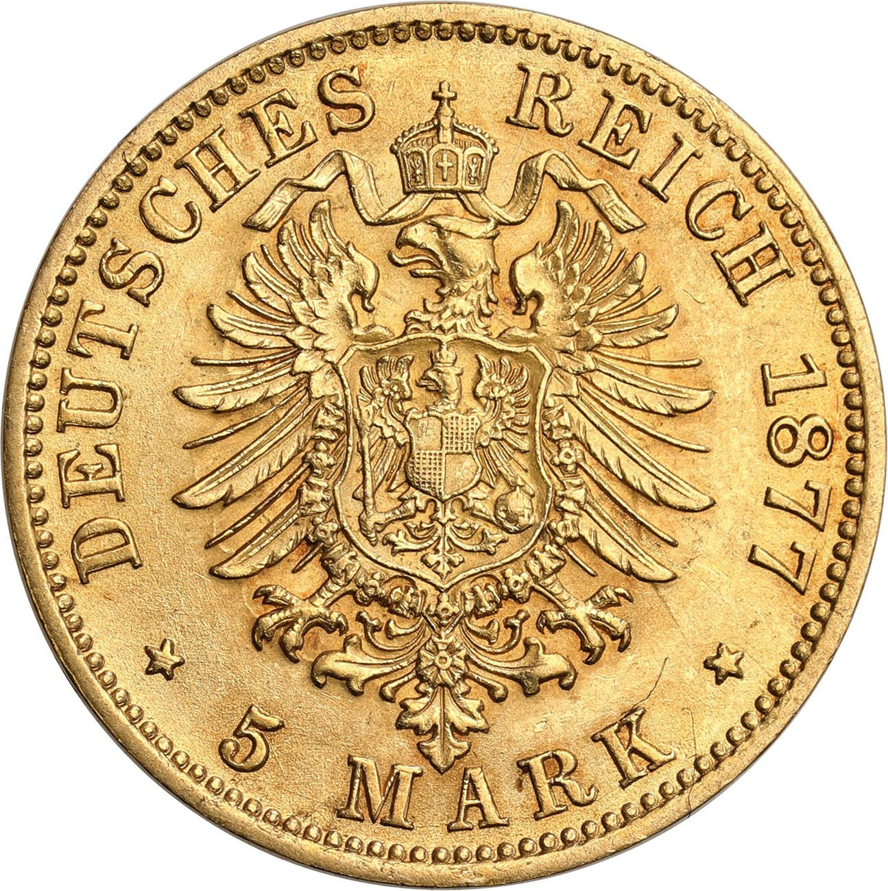 Niemcy, Prusy. 5 Marek 1877 C, Frankfurt 