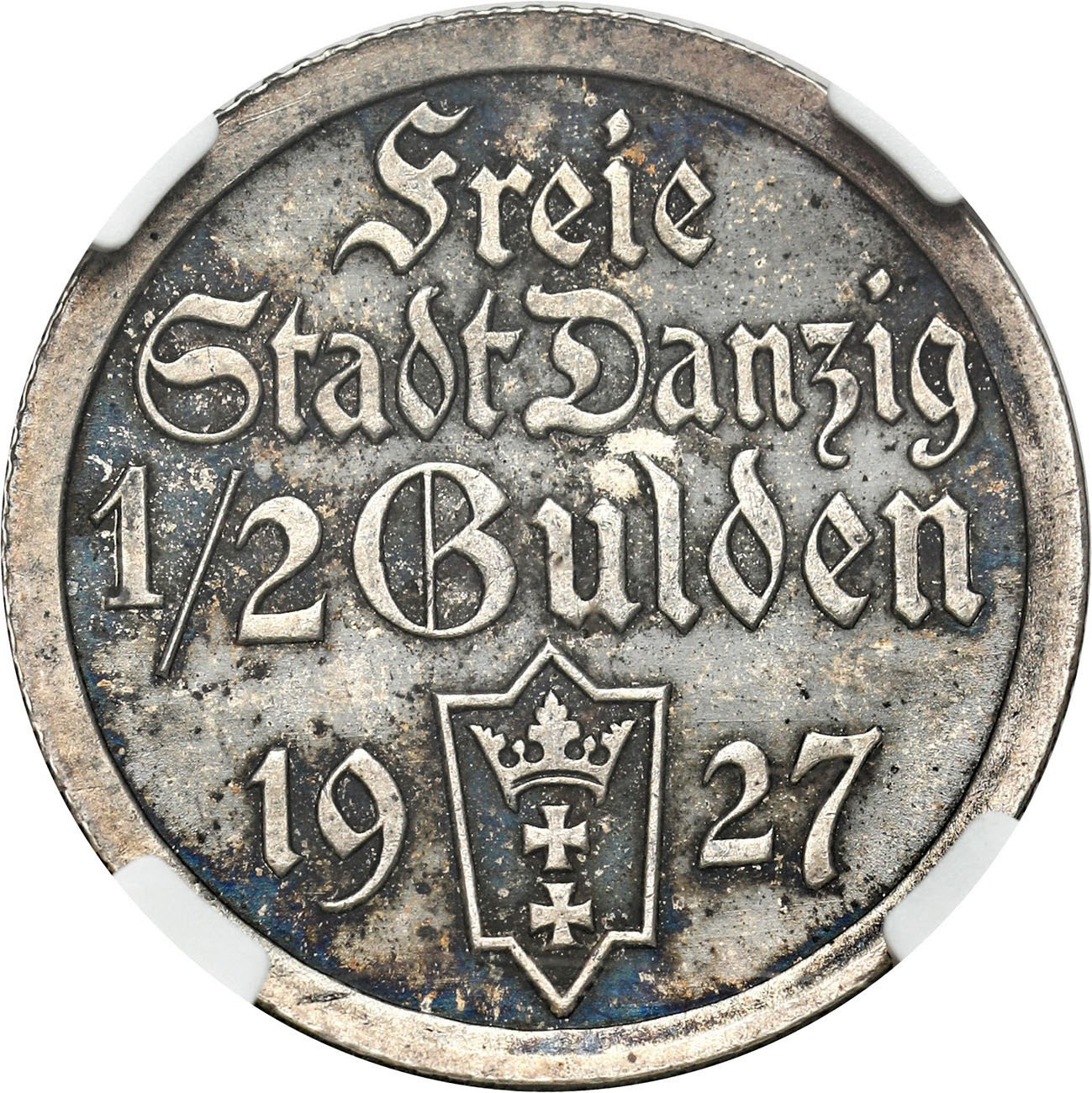 Wolne Miasto Gdańsk/Danzig. 1/2 Guldena 1927 - RZADKI ROCZNIK NGC MS61 - PIĘKNE