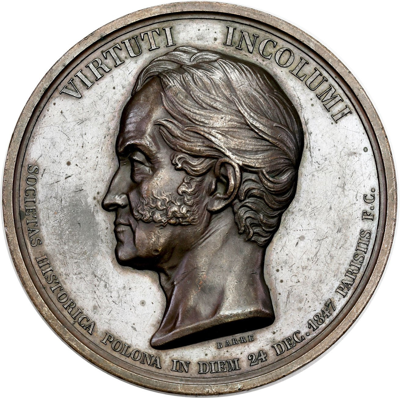 Adam książę Czartoryski medal 1847, Barre, Paryż