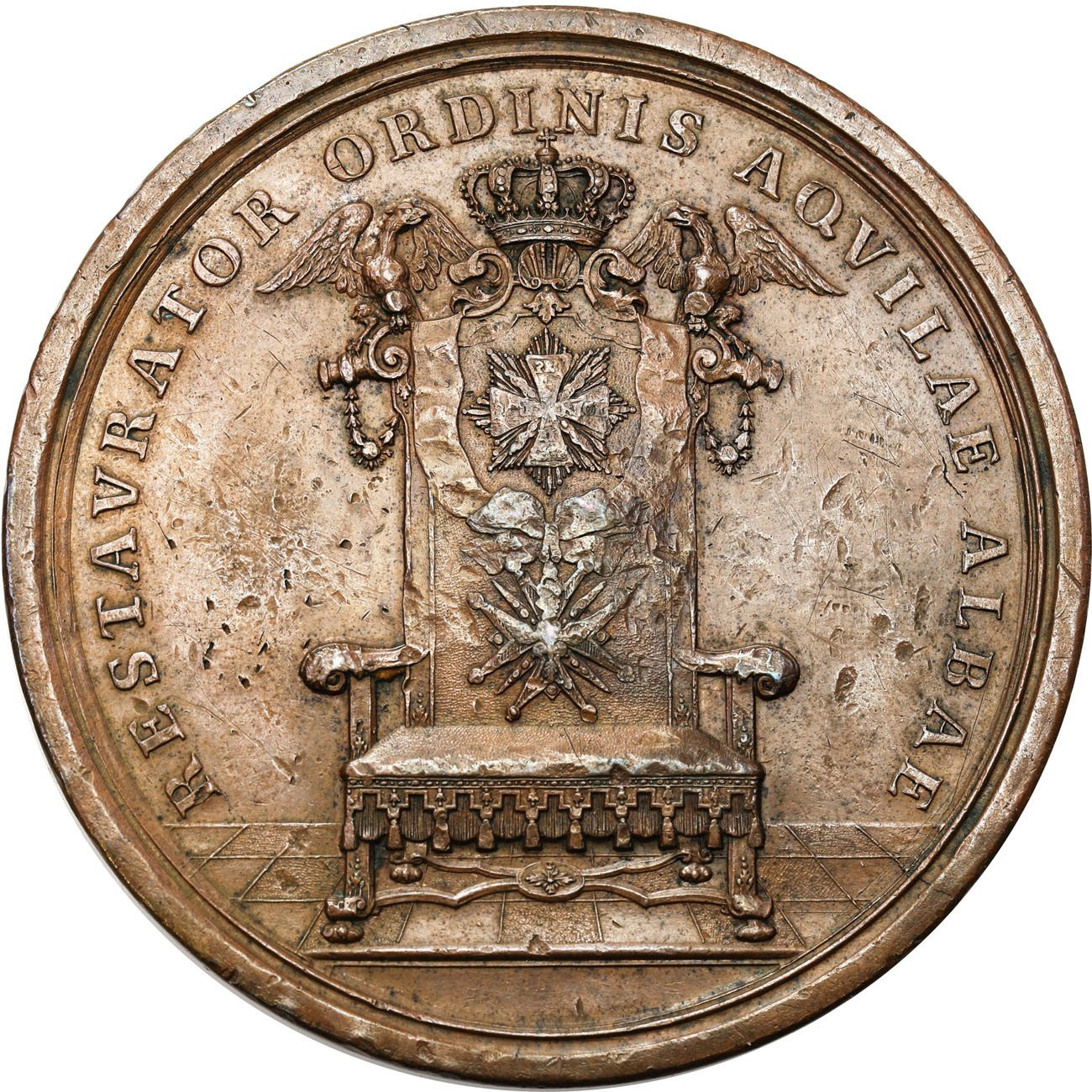 August III Sas. Medal na ustanowienie Orderu Orła Białego, brąz – RZADKOŚĆ