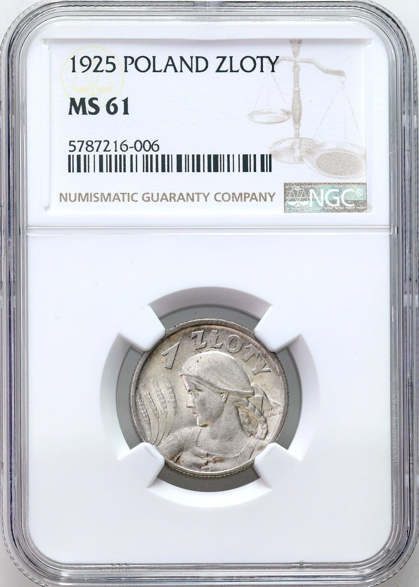 II RP. 1 złoty 1925, Londyn NGC MS61 - PIĘKNE