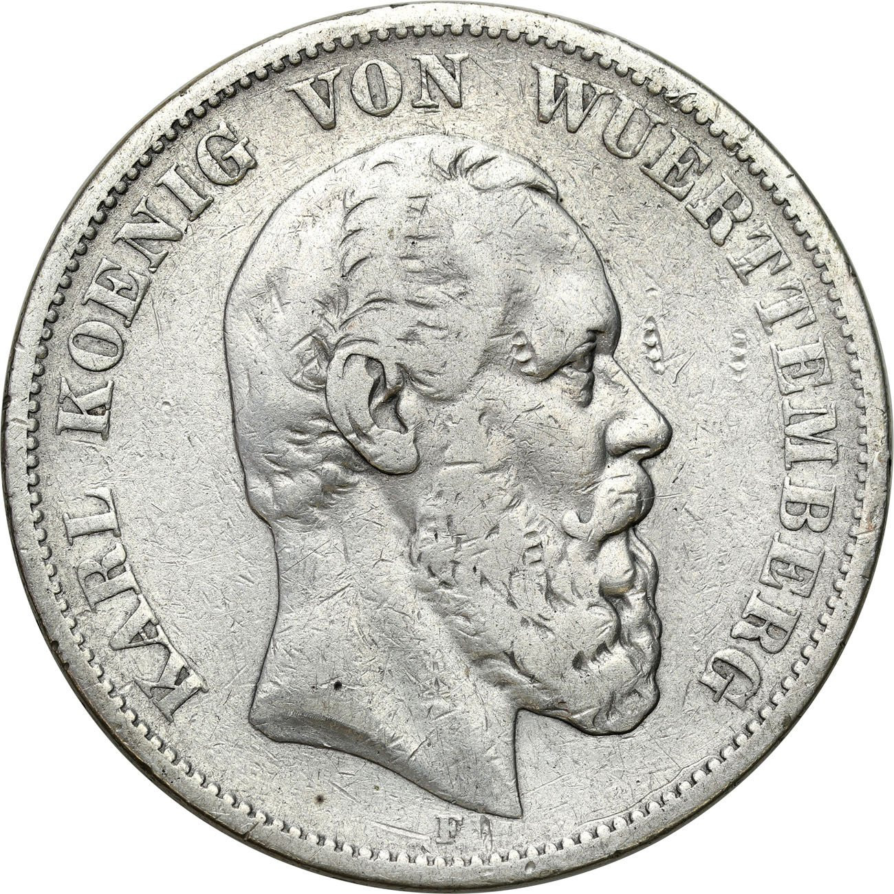 Niemcy, Wirtembergia. 5 marek 1876 F, Stuttgart