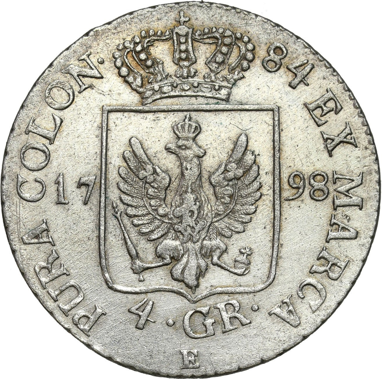 Niemcy, Prusy. Fryderyk Wilhelm II (1786-1797), 4 grosze 1798 E, Królewiec