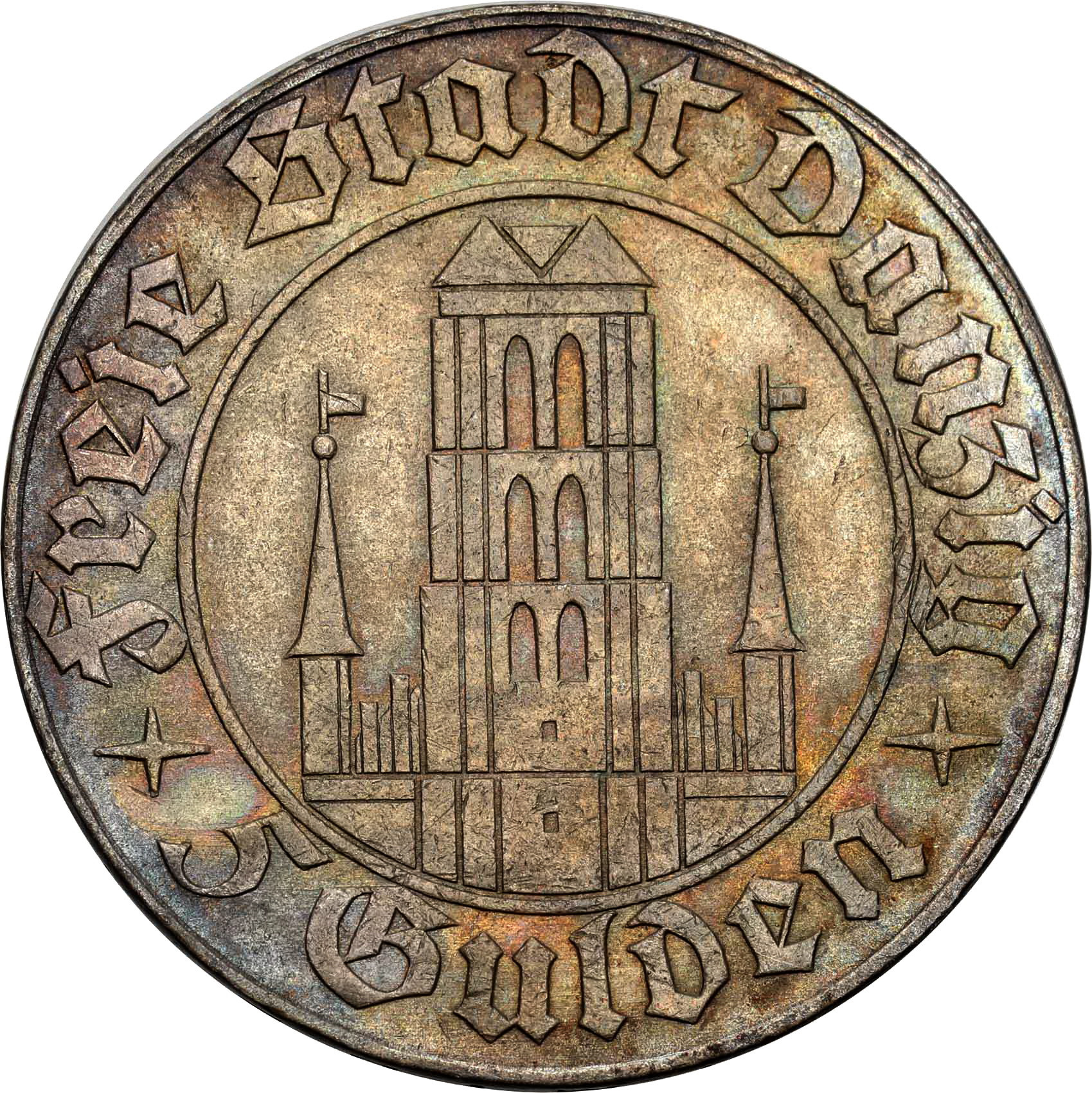 Wolne Miasto Gdańsk / Danzig. 5 guldenów 1932 Kościół NMP - RZADKIE  