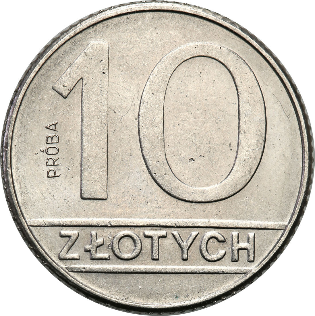 PRL. PRÓBA Nikiel 10 złotych 1989 nominał