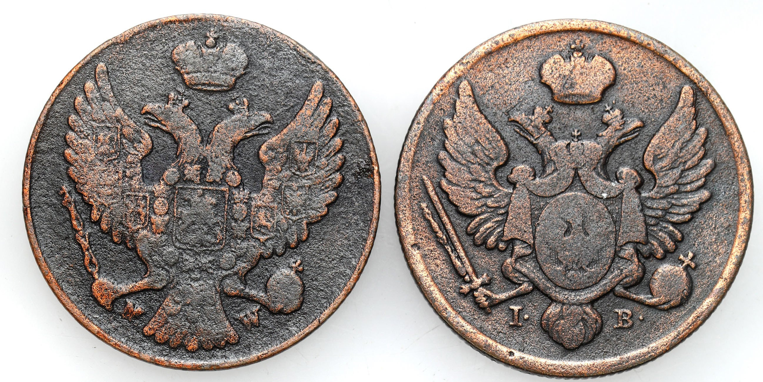 Polska XIX w./Rosja, Mikołaj I. 3 Grosze Polskie (trojak) 1826, 1840, Warszawa, zestaw 2 monet
