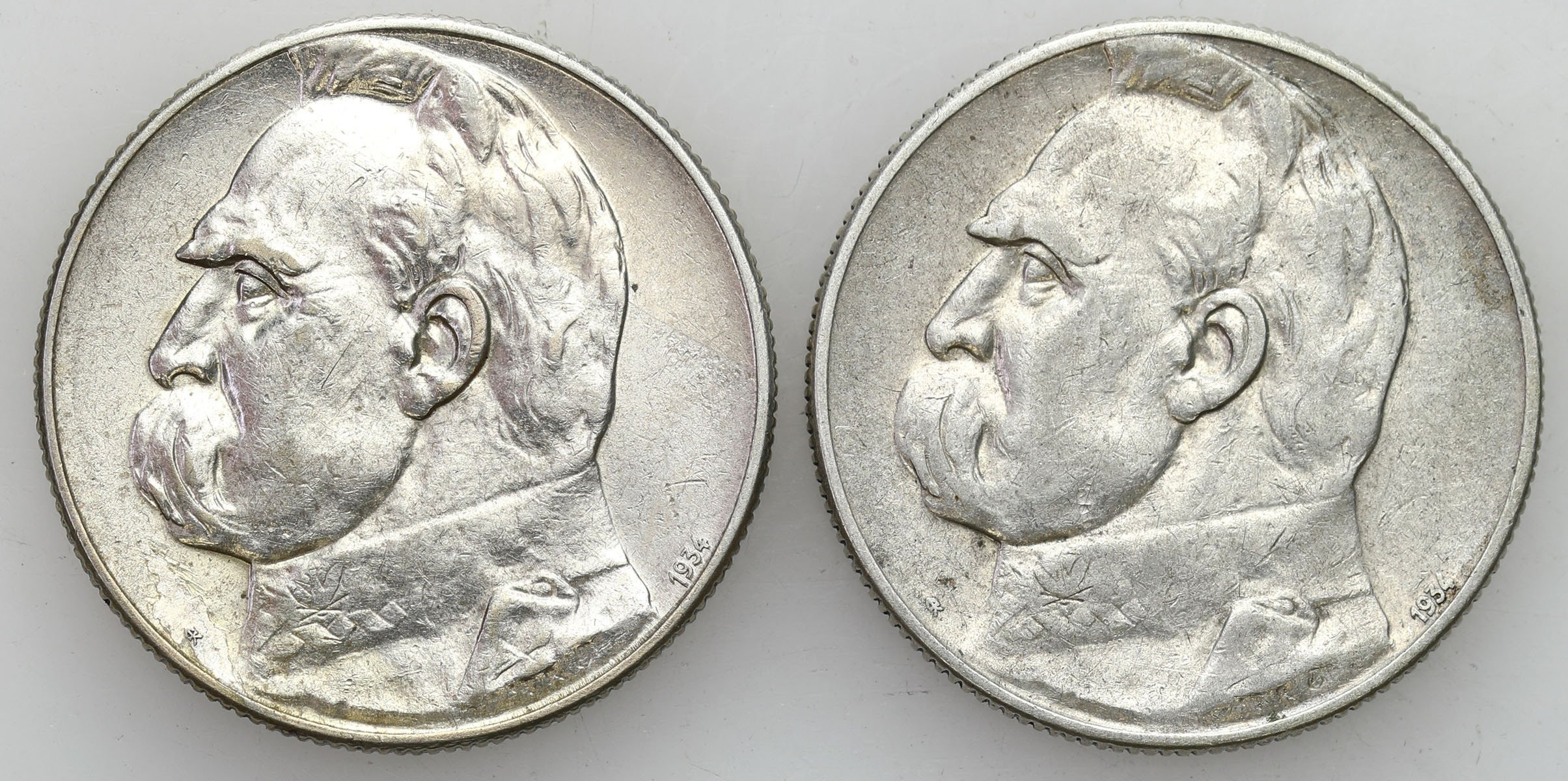 II RP 5 złotych 1934 Piłsudski Strzelecki, zestaw 2 monet