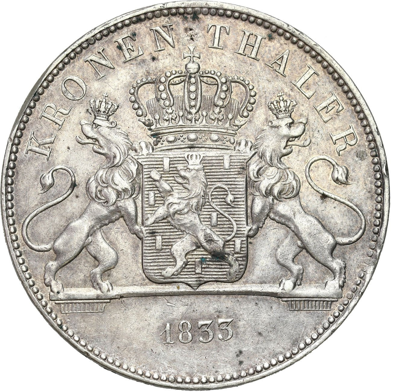 Niemcy, Nassau. Wilhelm (1816-1839). Talar 1833, Wiesbaden - RZADKI