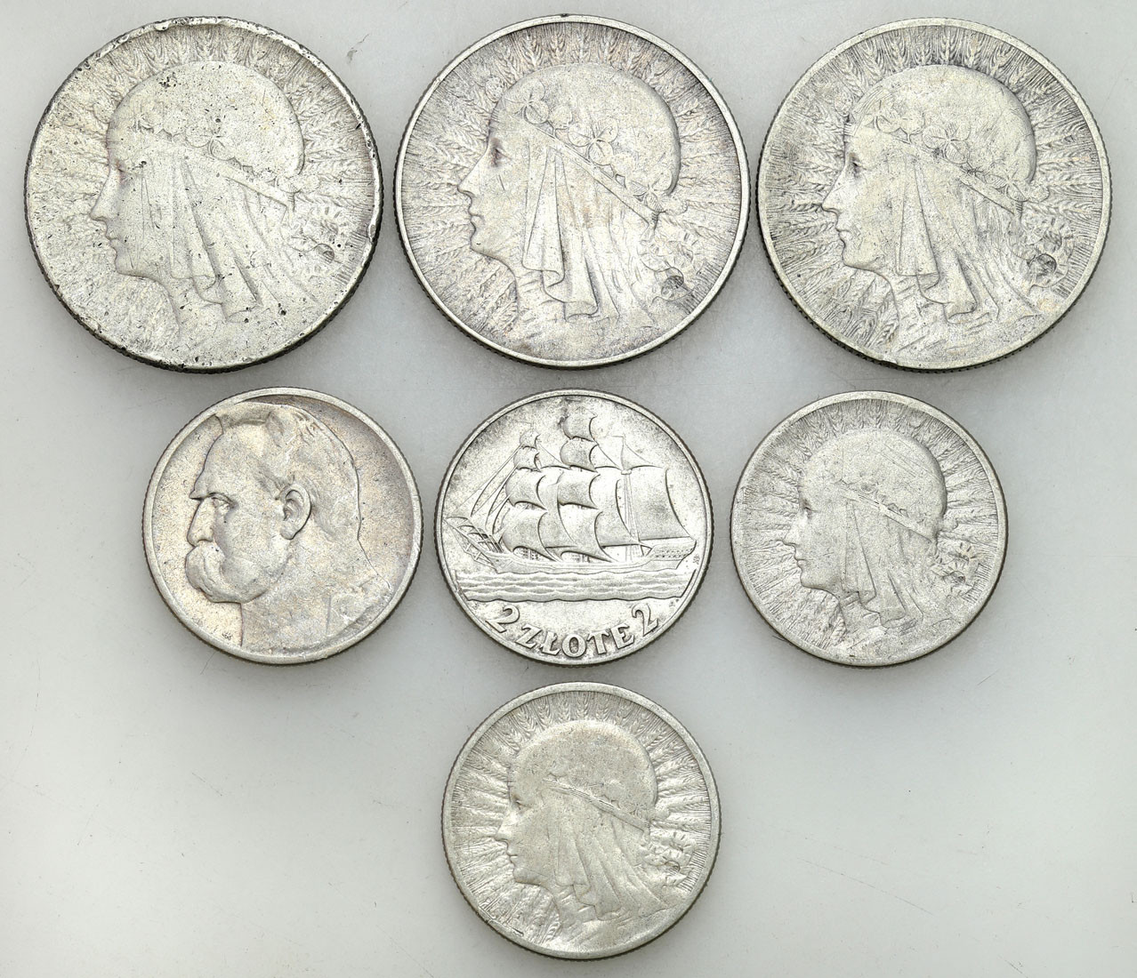 II RP. 2 - 5 złotych 1932-1936, zestaw 7 monet