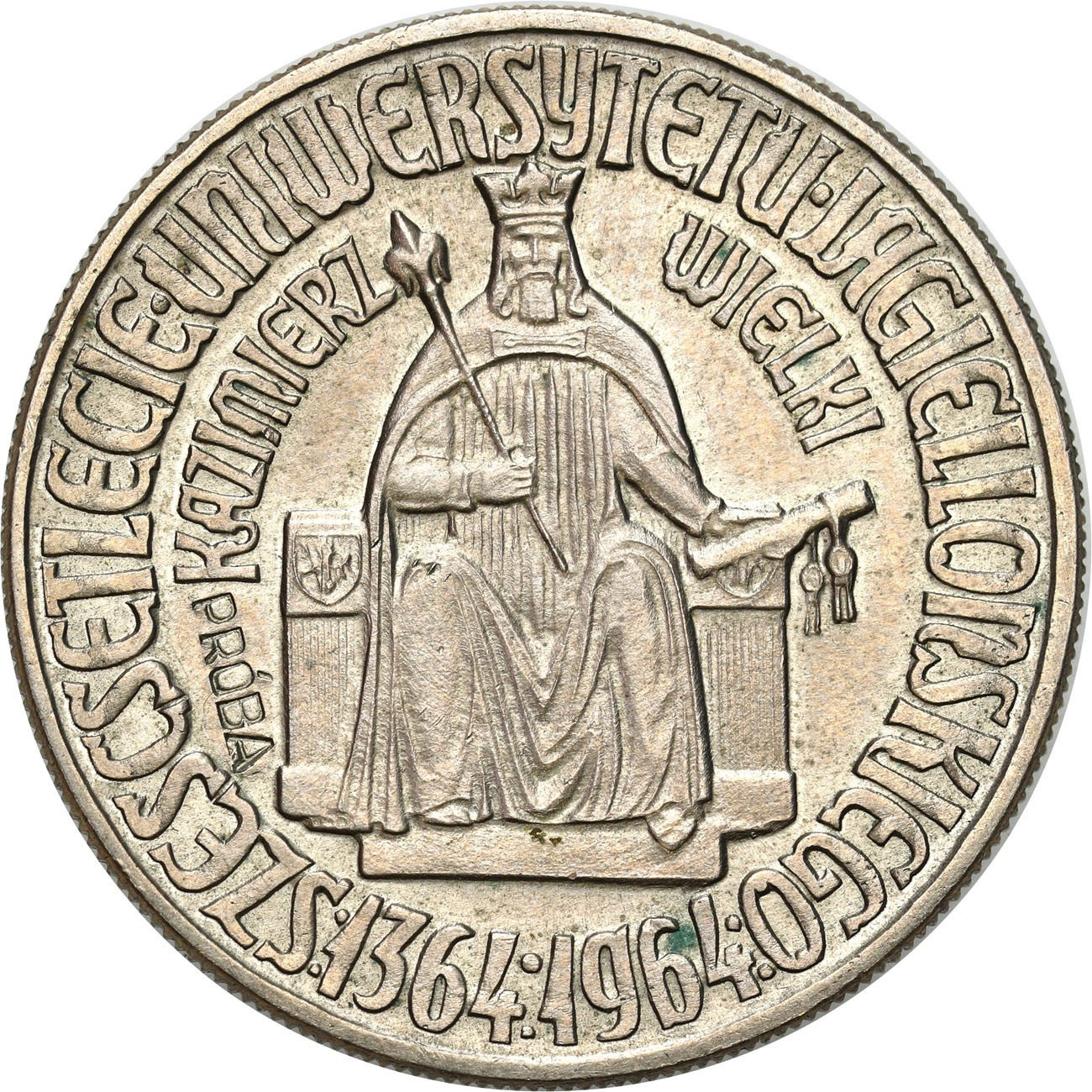 PRL. PRÓBA miedzionikiel 10 złotych 1964 Kazimierz Wielki