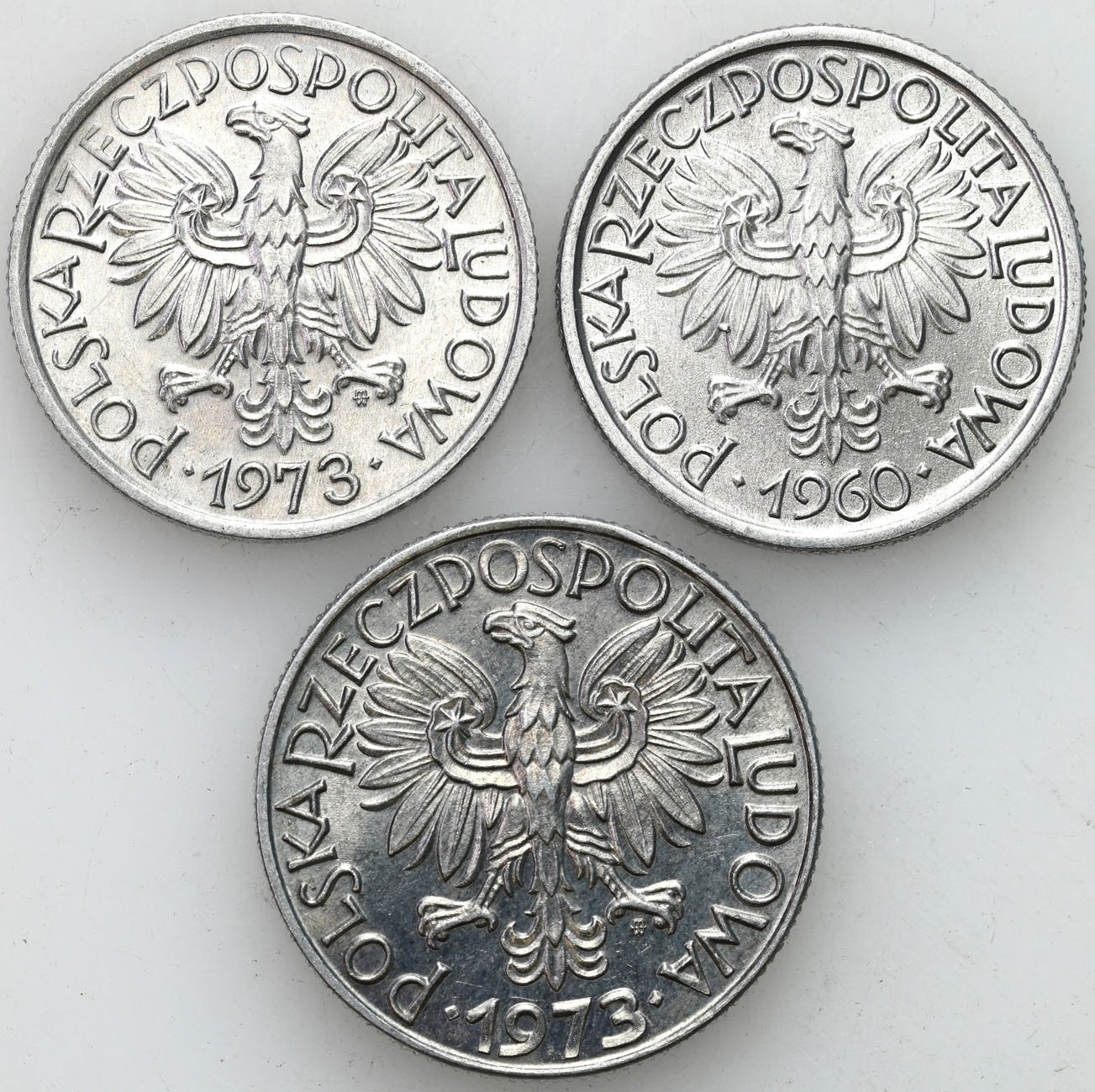 PRL. 5 złotych 1973 Rybak, 2 złote 1960 i 1973 Jagody