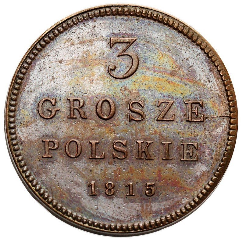 Królestwo Polskie. Aleksander I, 3 grosze polskie 1815,  Warszawa