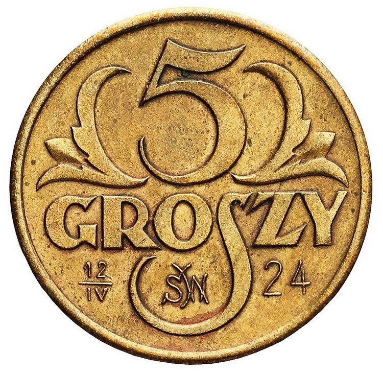 5 groszy 1923, PRÓBA, mosiądz