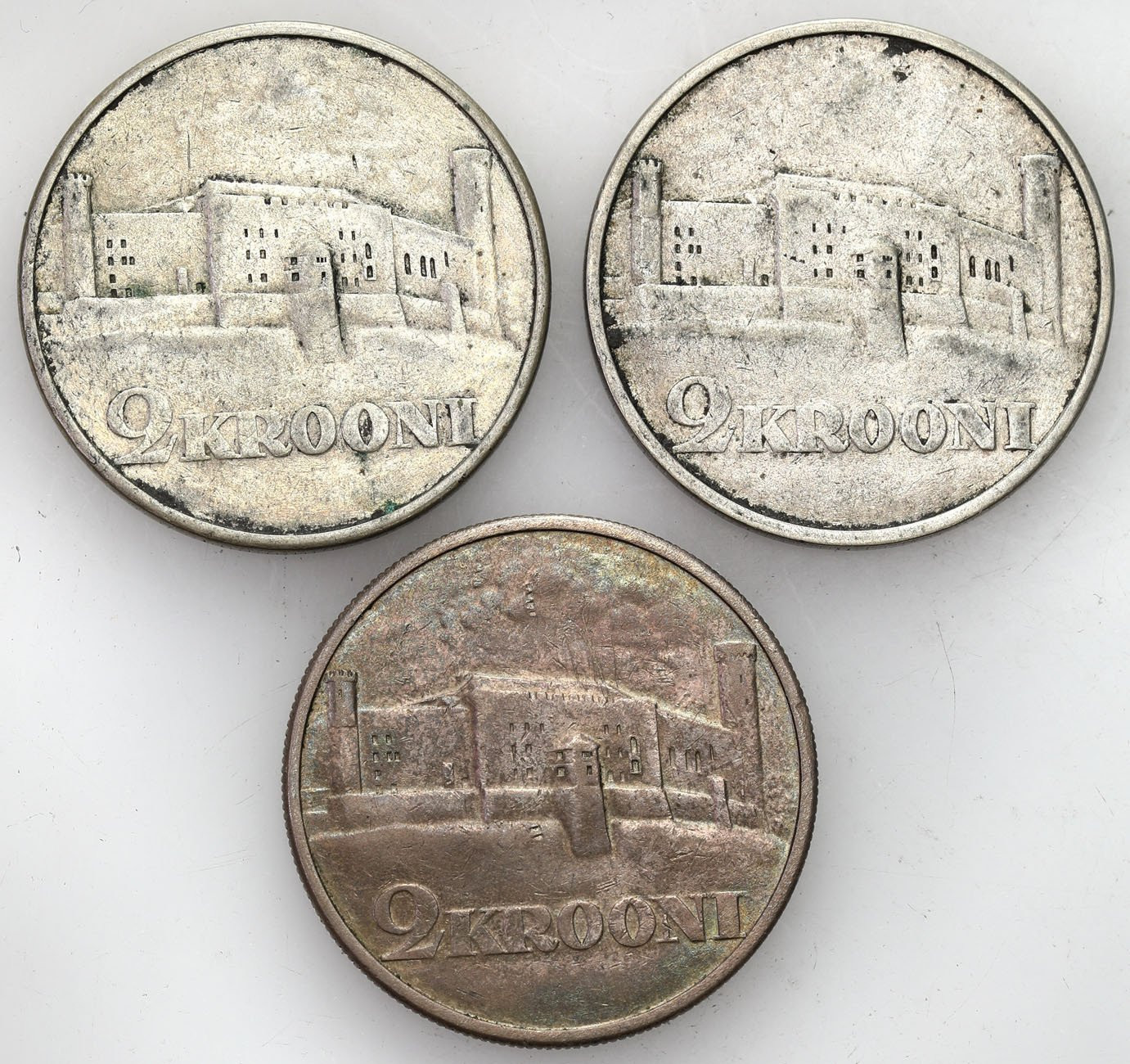 Estonia. 2 korony 1930, Tallinn, zestaw 3 monet