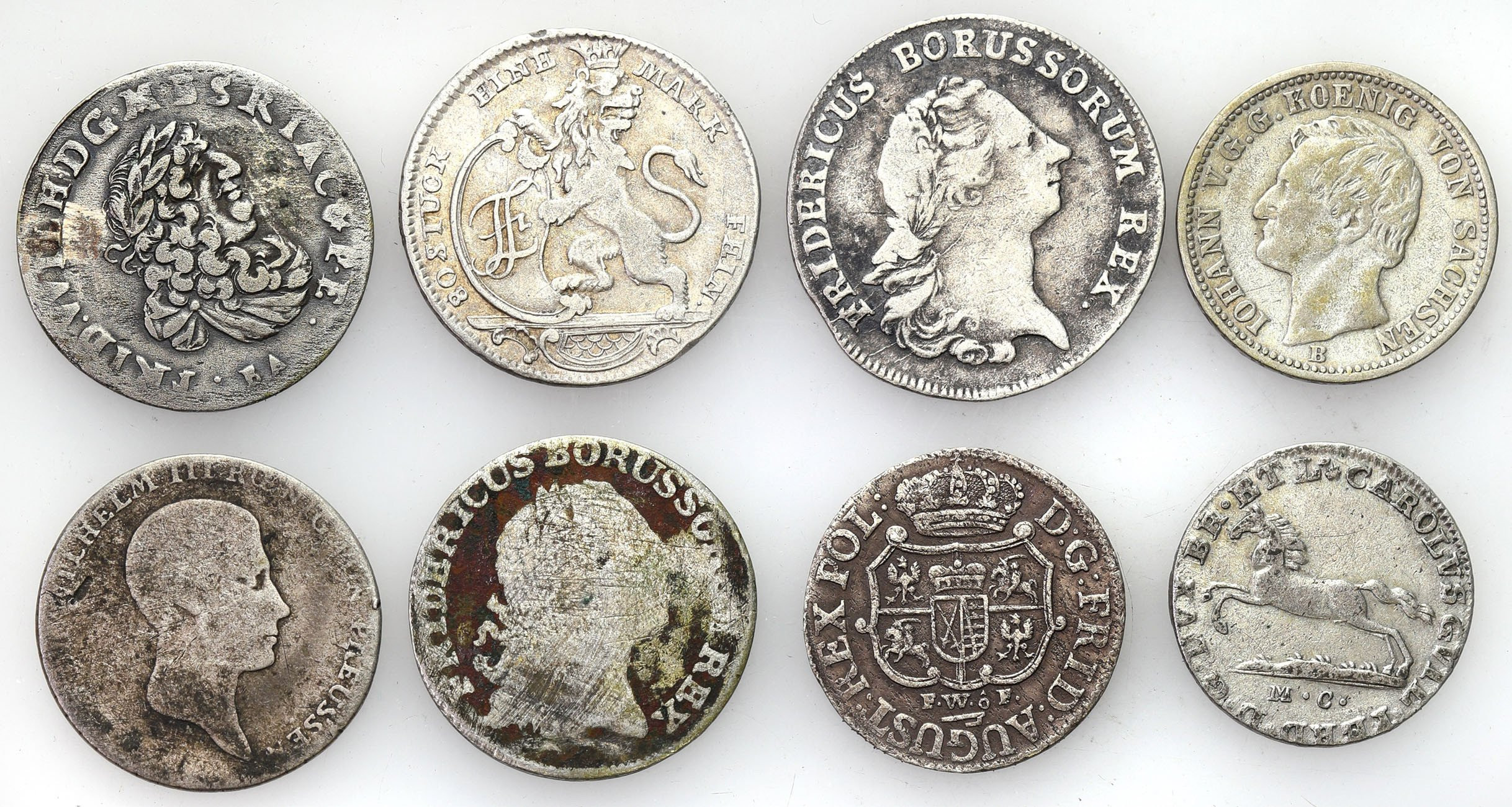 Niemcy, 1/12 do 1/4 talara 1737-1860, szóstak 1616, zestaw 8 monet