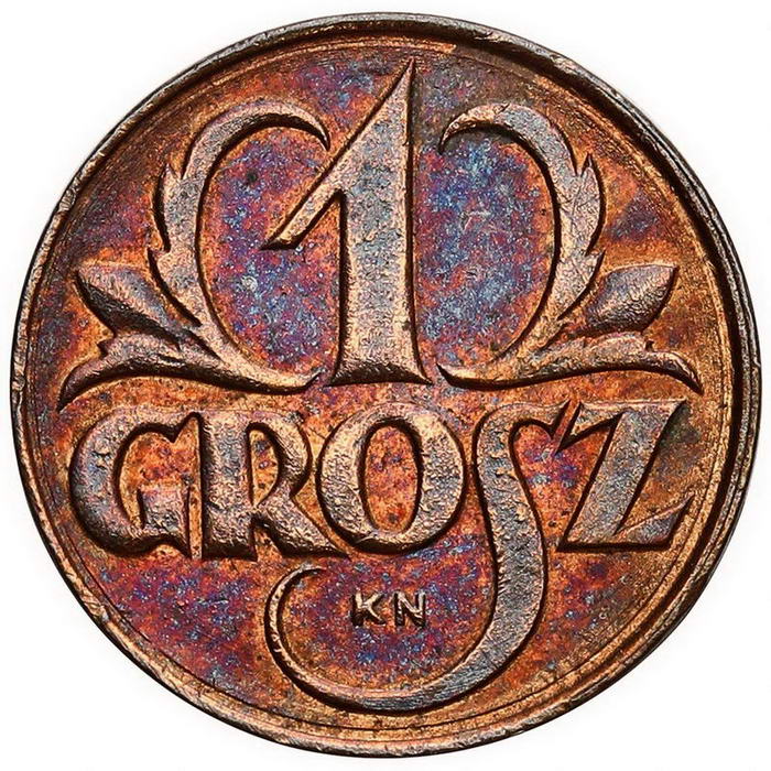 II RP. 1 grosz 1923, Kings Norton, PRÓBA, brąz z kolekcji W. Głuchowskiego
