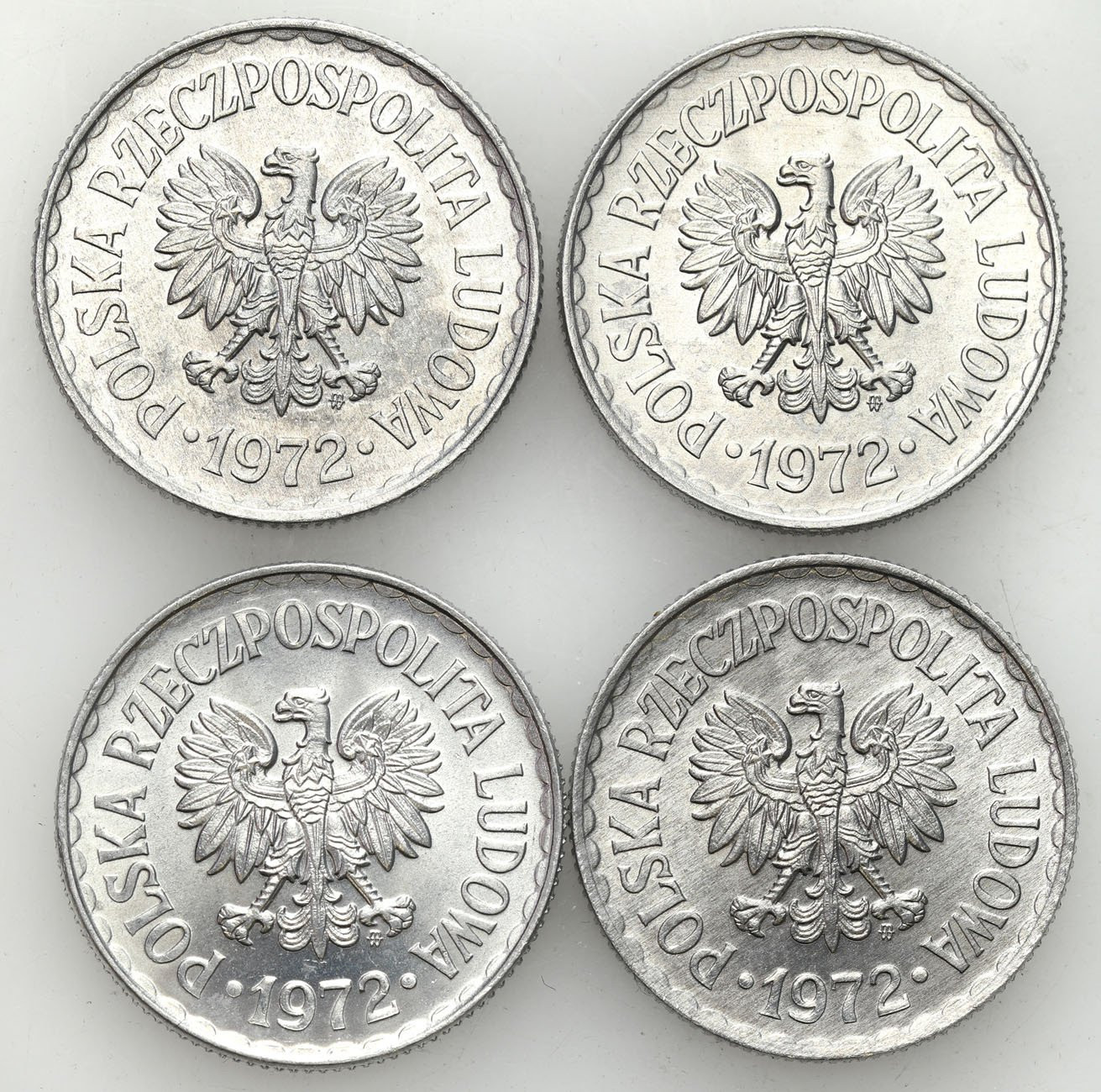 PRL. 1 złoty 1972, zestaw 4 monet