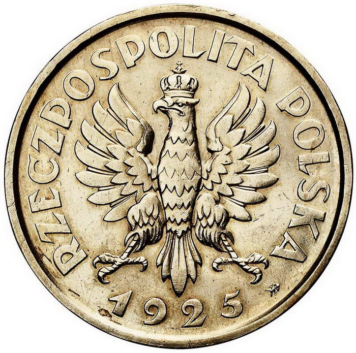 II RP. 5 złotych 1925, Konstytucja 100 perełek, srebro z kolekcji W. Głuchowskiego